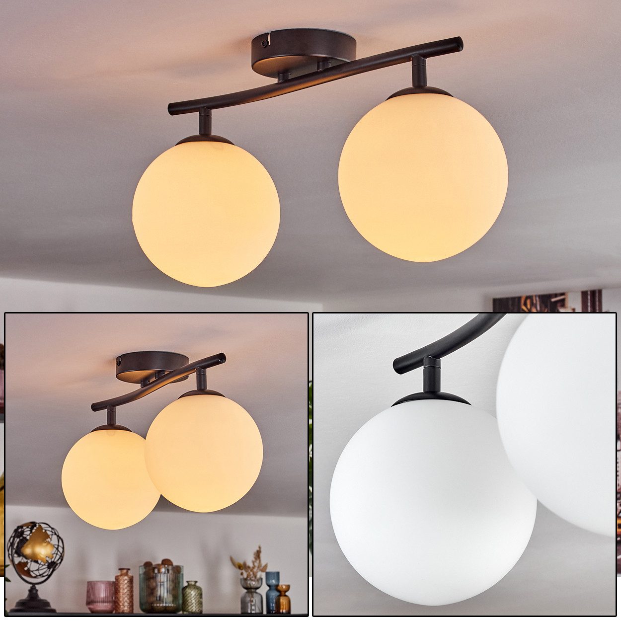 hofstein Deckenleuchte moderne Deckenlampe aus Metall/Glas günstig online kaufen