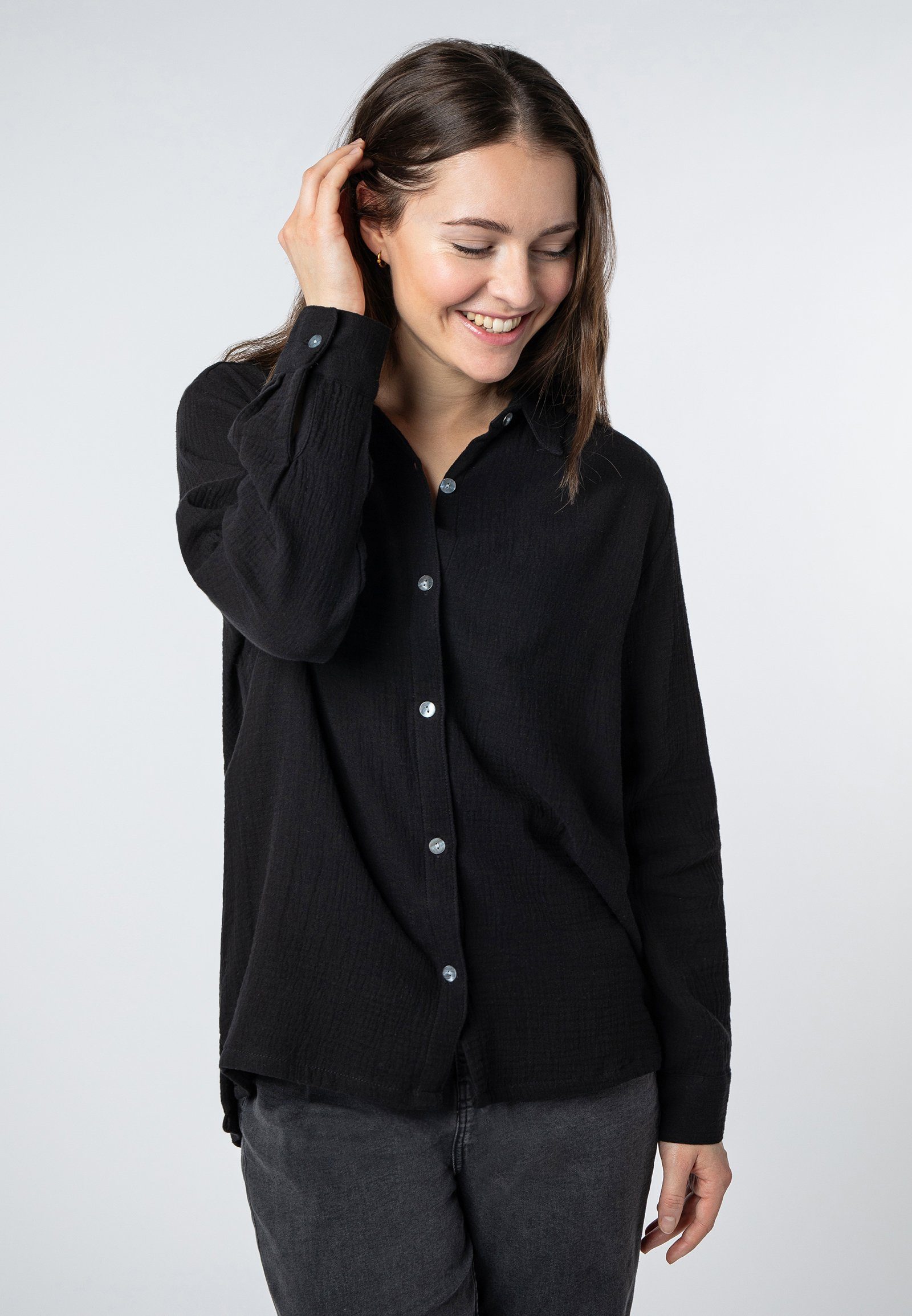 Langarmbluse Overcut Musselin Bluse