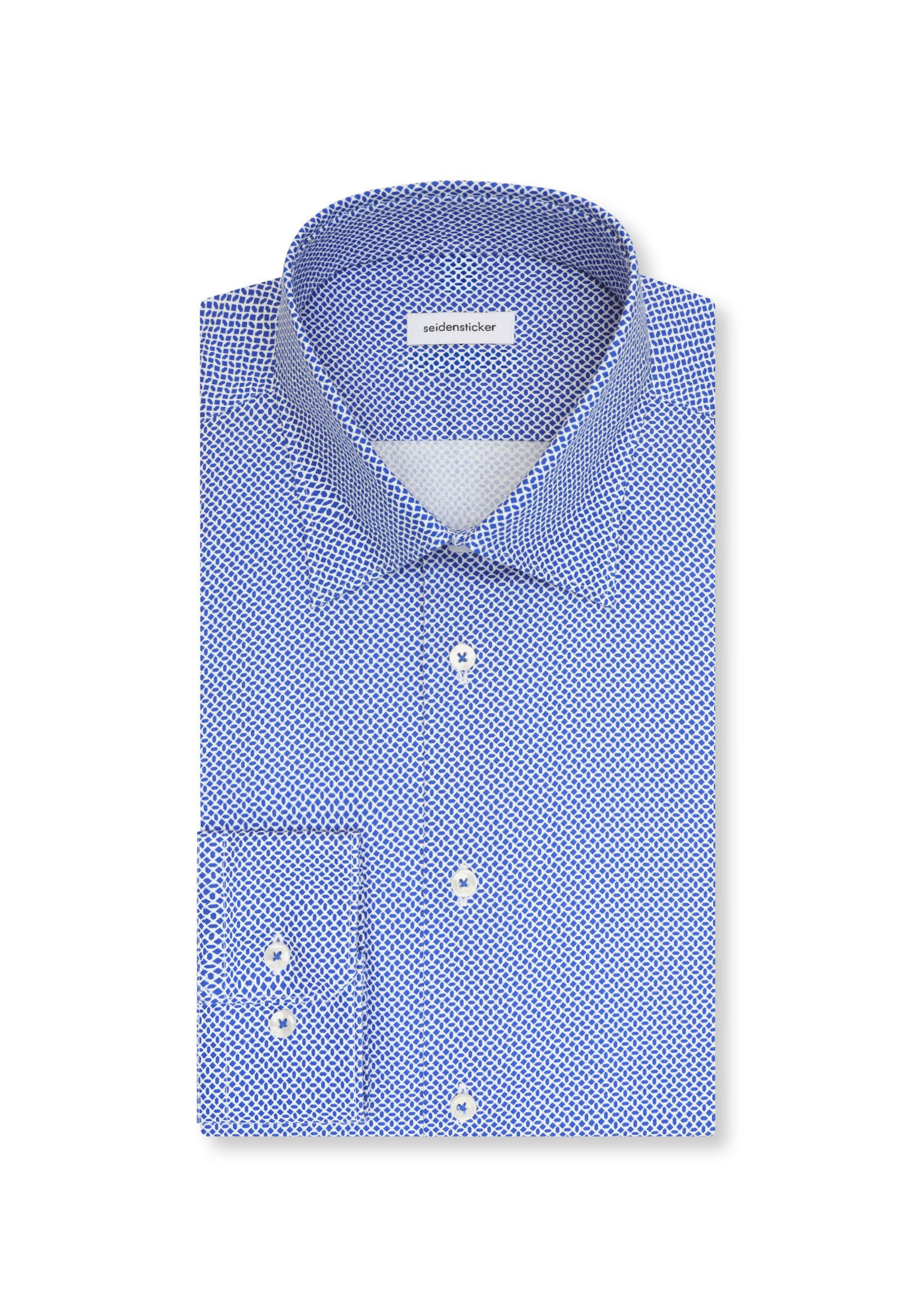 seidensticker Businesshemd Schwarze Rose Slim 1/1 Covered-Button-Down-Kragen Druck