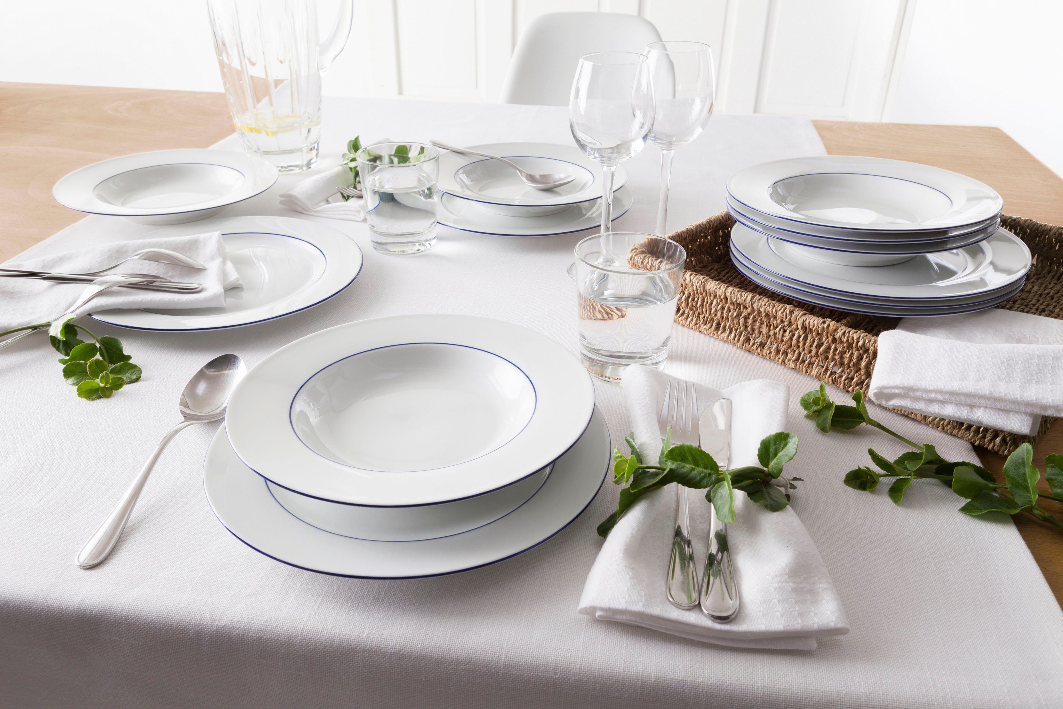 Retsch Arzberg Kombiservice Geschirr-Set, Service Heike Blaurand (30-tlg), 6 Personen, Porzellan, Made in Germany, 30 Teile, für 6 Personen