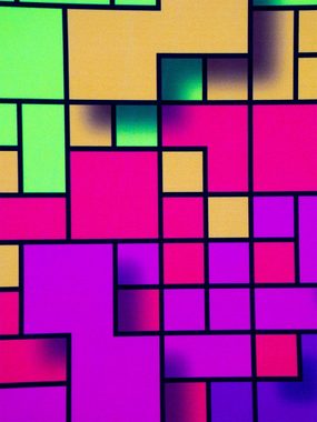 PSYWORK Poster PSYWORK Schwarzlicht Stoffposter Neon "Fancy Rainbow Pixel", 0,5x0,7m, UV-aktiv, leuchtet unter Schwarzlicht