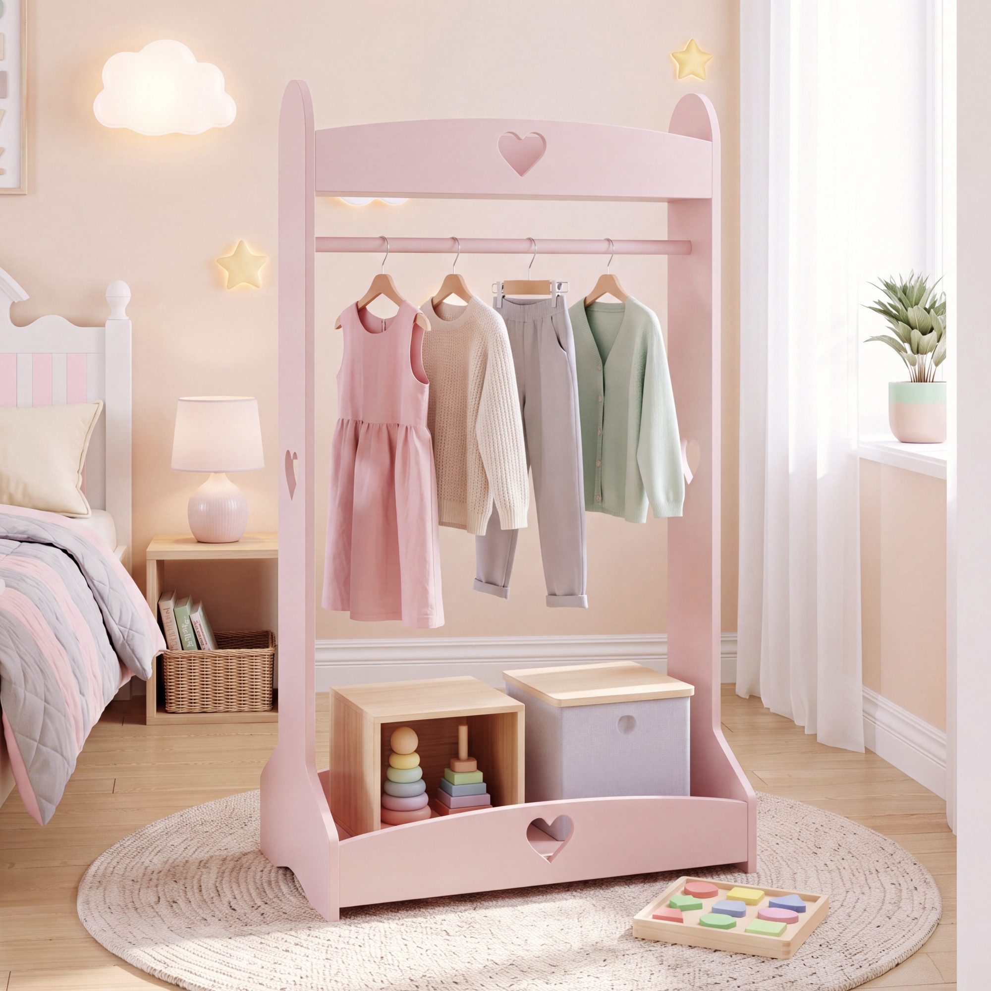 en.casa Kleiderständer, »Haandsvanssad« mit Kleiderstange 126x73x43 cm Cotton Candy