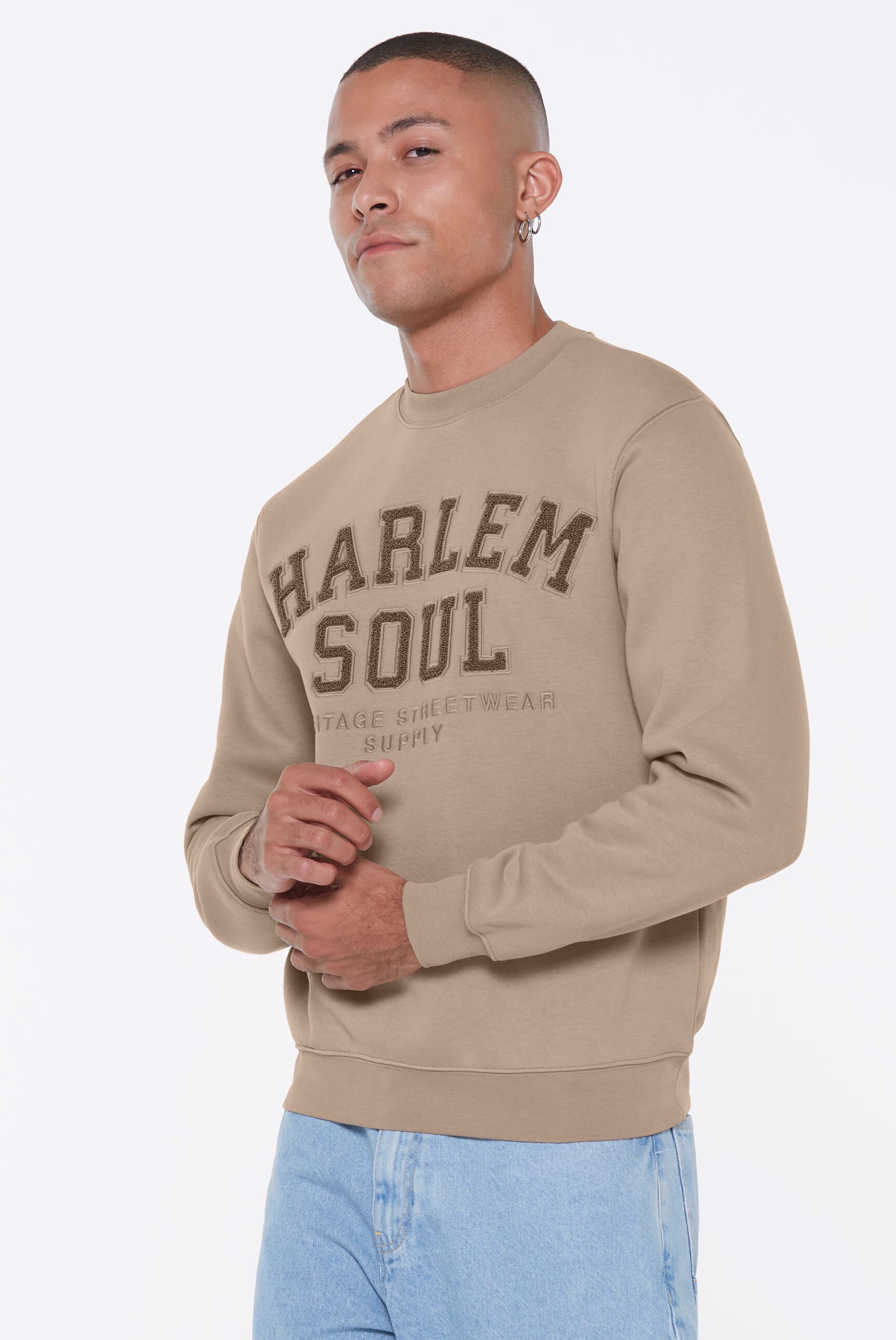 Harlem Soul Sweater mit Frottee Lettern