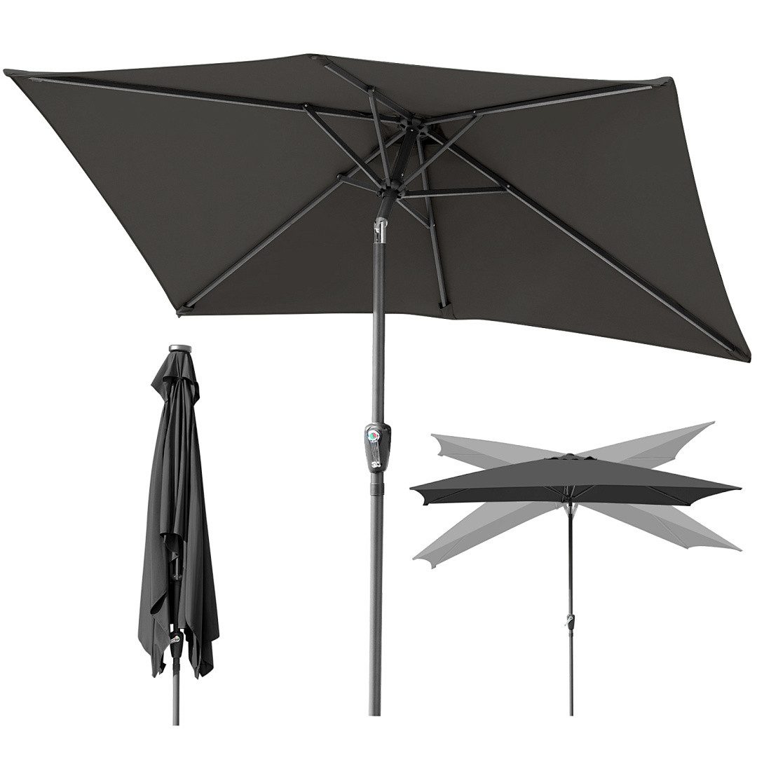 Sonnenschirm Sonnenschirm 140x210cm knickbar Balkonschirm Gartenschirm UV50+ Grau