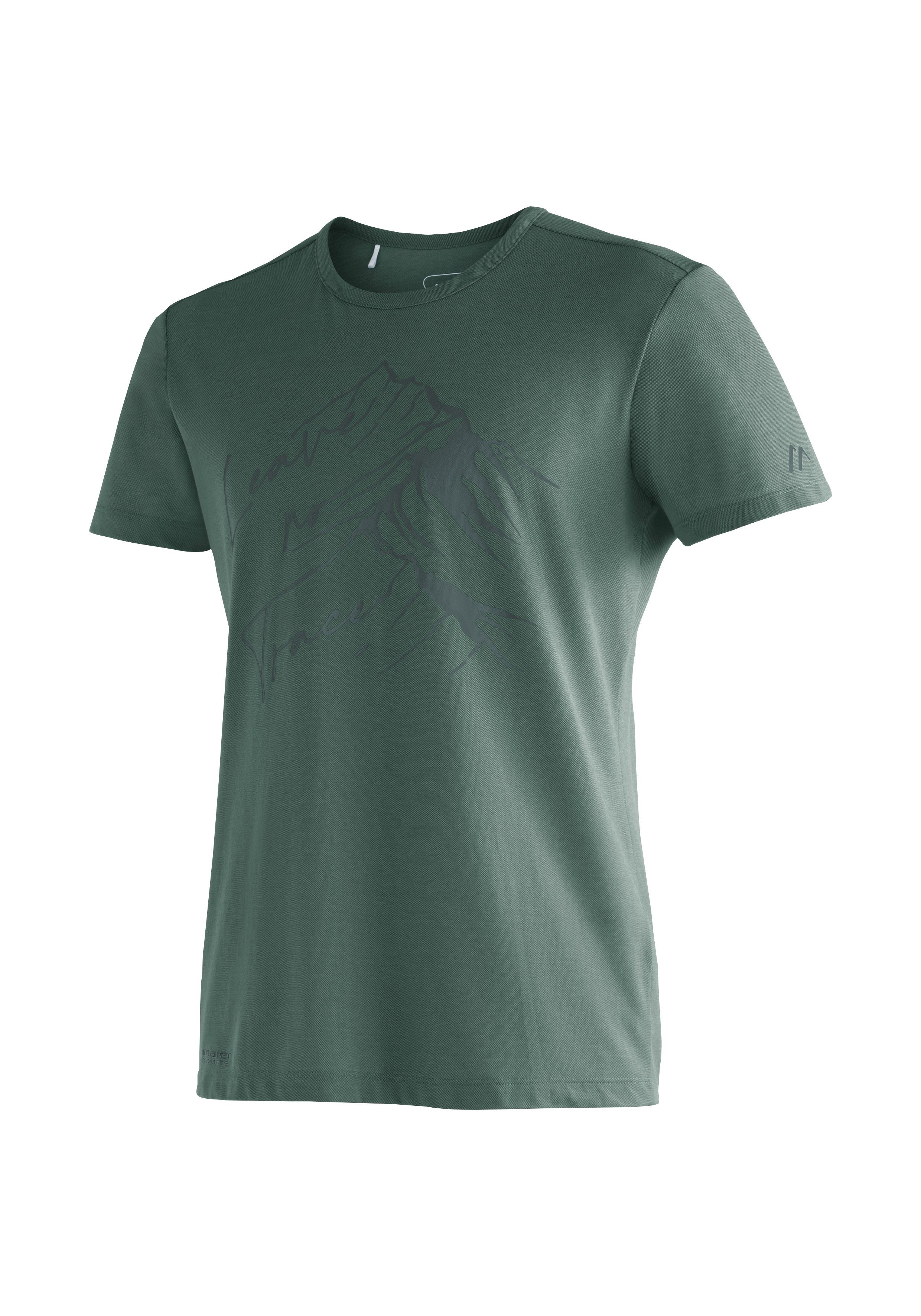 Maier Sports T-Shirt Burgeis 17 M Herren Kurzarmshirt mit Print für Wandern und Freizeit tannengrün