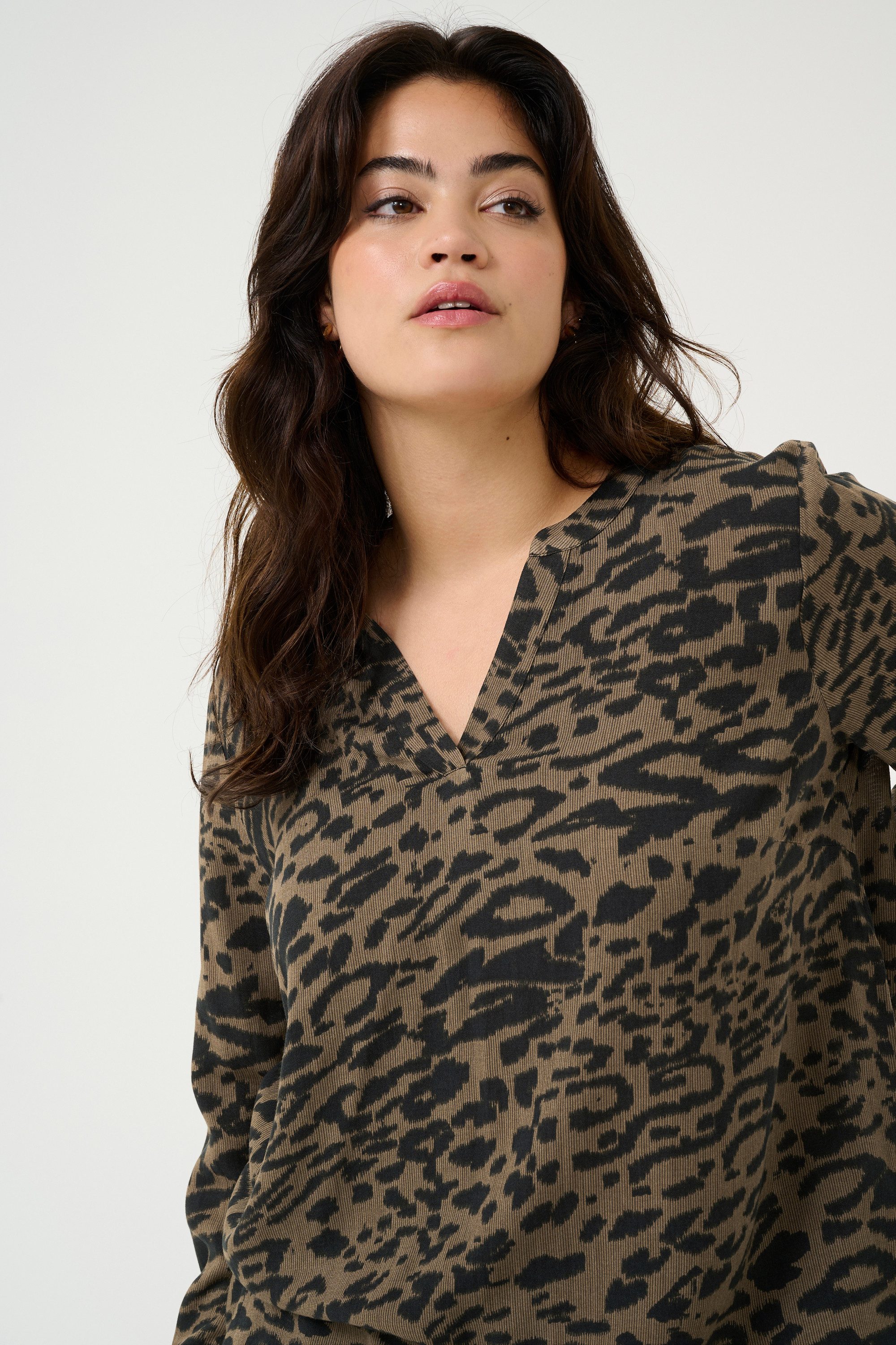 KAFFE Curve Langarmbluse Langarm-Bluse KCdiana Große Größen