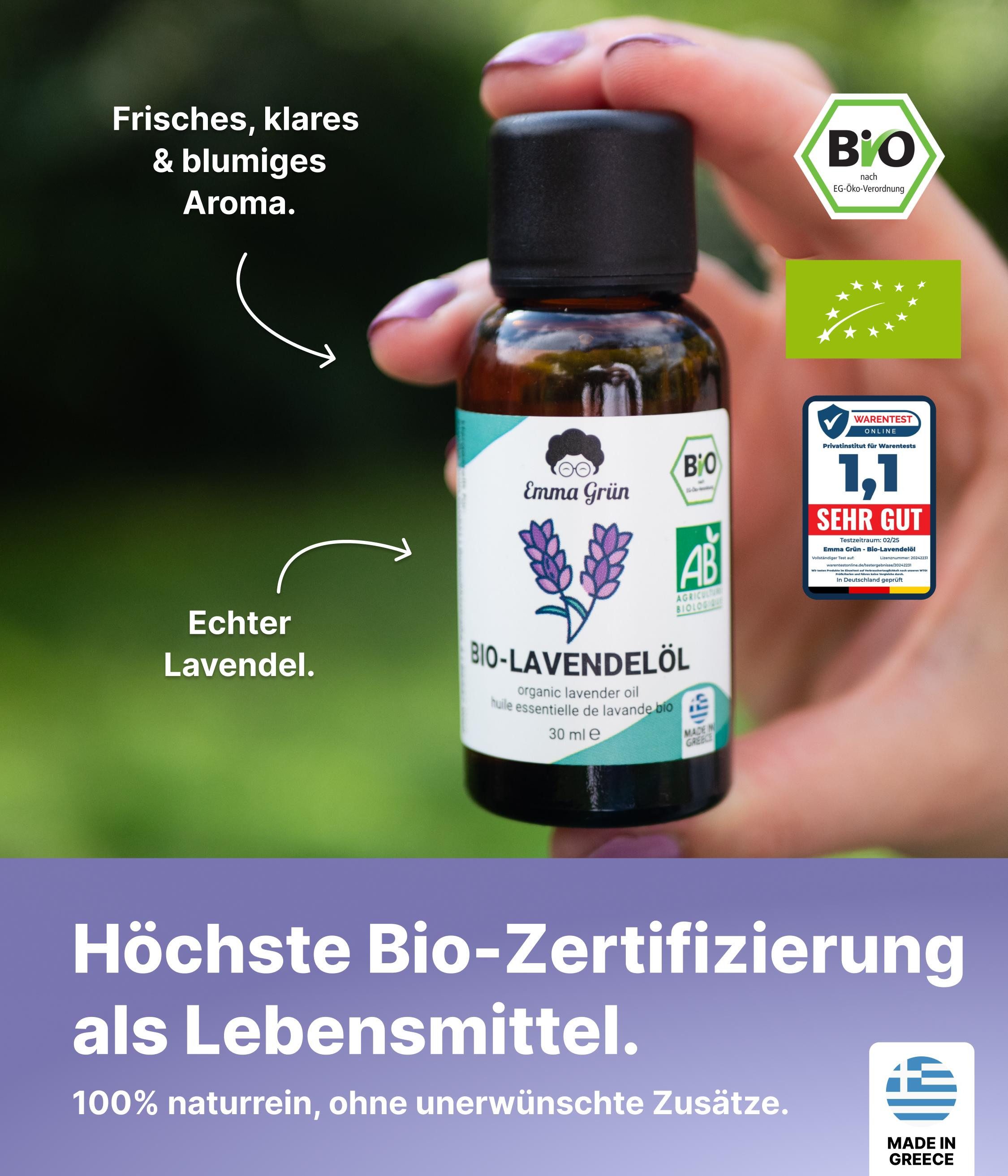 Thumbnail - Emma Grün Duftöl Lavendel Liebe Sparset, Bio-Öl & Bio-Raumspray (Spar-Set, 1x Bio Lavendelöl 30 ml, 1x Raumspray Lavende...