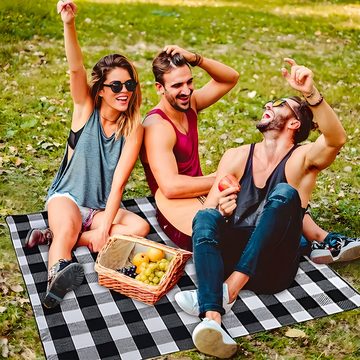 Picknickdecke Dicke karierte Picknickmatte aus Leder, faltbar, mit PU-Ledergriff, DOPWii, wasserdicht und feuchtigkeitsbeständig, 150 x 200 cm