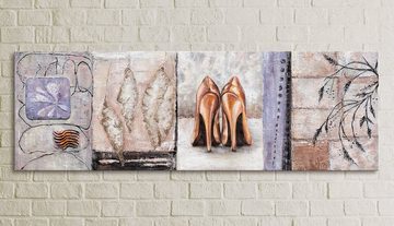 YS-Art Gemälde Harmonie, Abstraktion, Leinwand Bild Handgemalt High Heels Lila Abstrakt