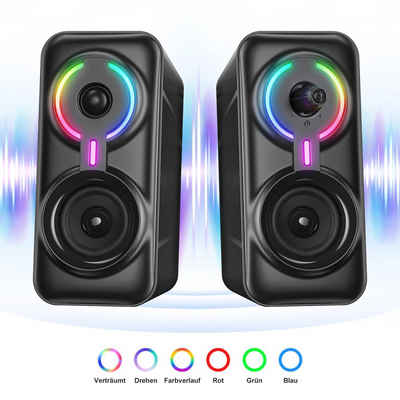 VSIUO 3,5 mm AUX Klinke Bluetooth Speaker 2.0 Bluetooth-Lautsprecher (10 W, PC Lautsprecher Set für Laptop, Computer, Tablet und Smartphone)