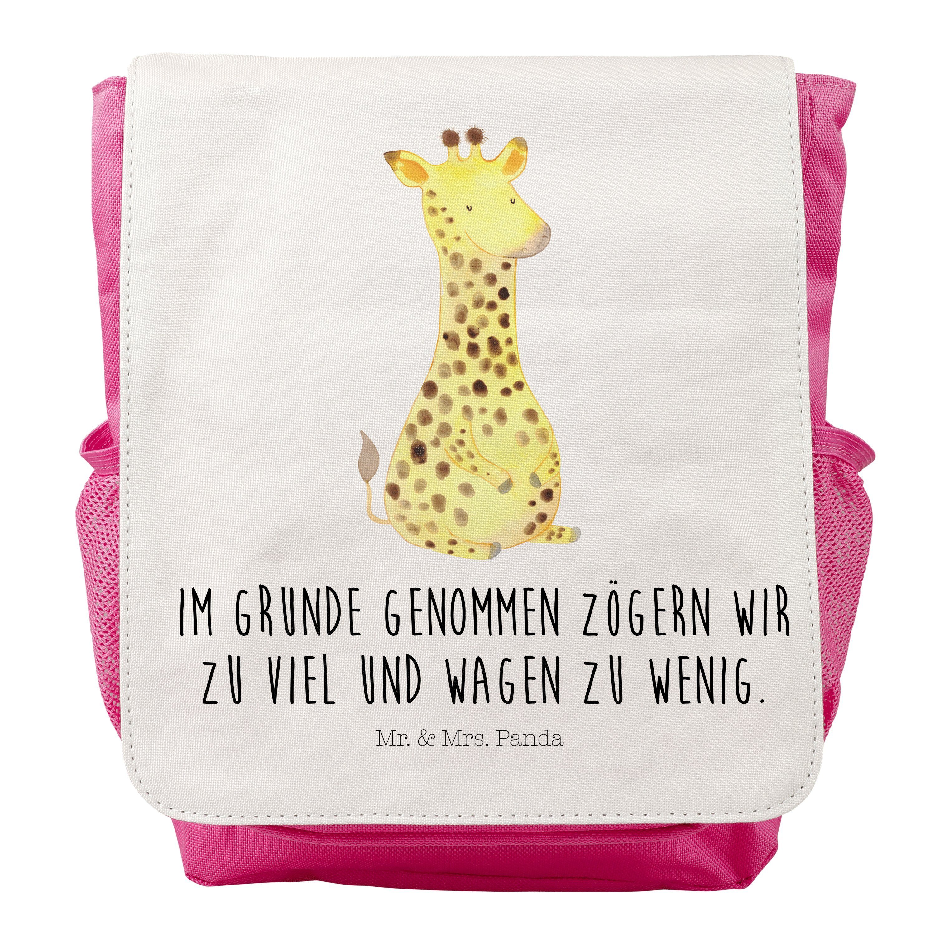 Mr. & Mrs. Panda Kinderrucksack Mädchen Giraffe Zufrieden - Weiß - Geschenk, Kleiner Rucksack, Abente