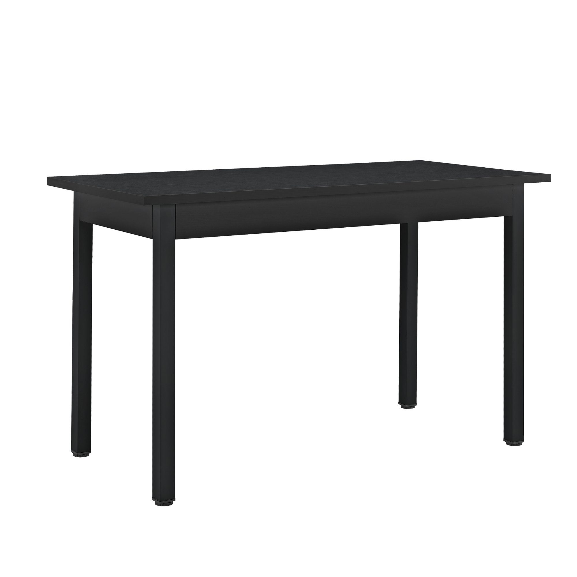 en.casa Essgruppe, (Set, 5-tlg), »Jørpeland« Esstisch 120x60 cm 4x Esszimmerstuhl Kunstleder Schwarz