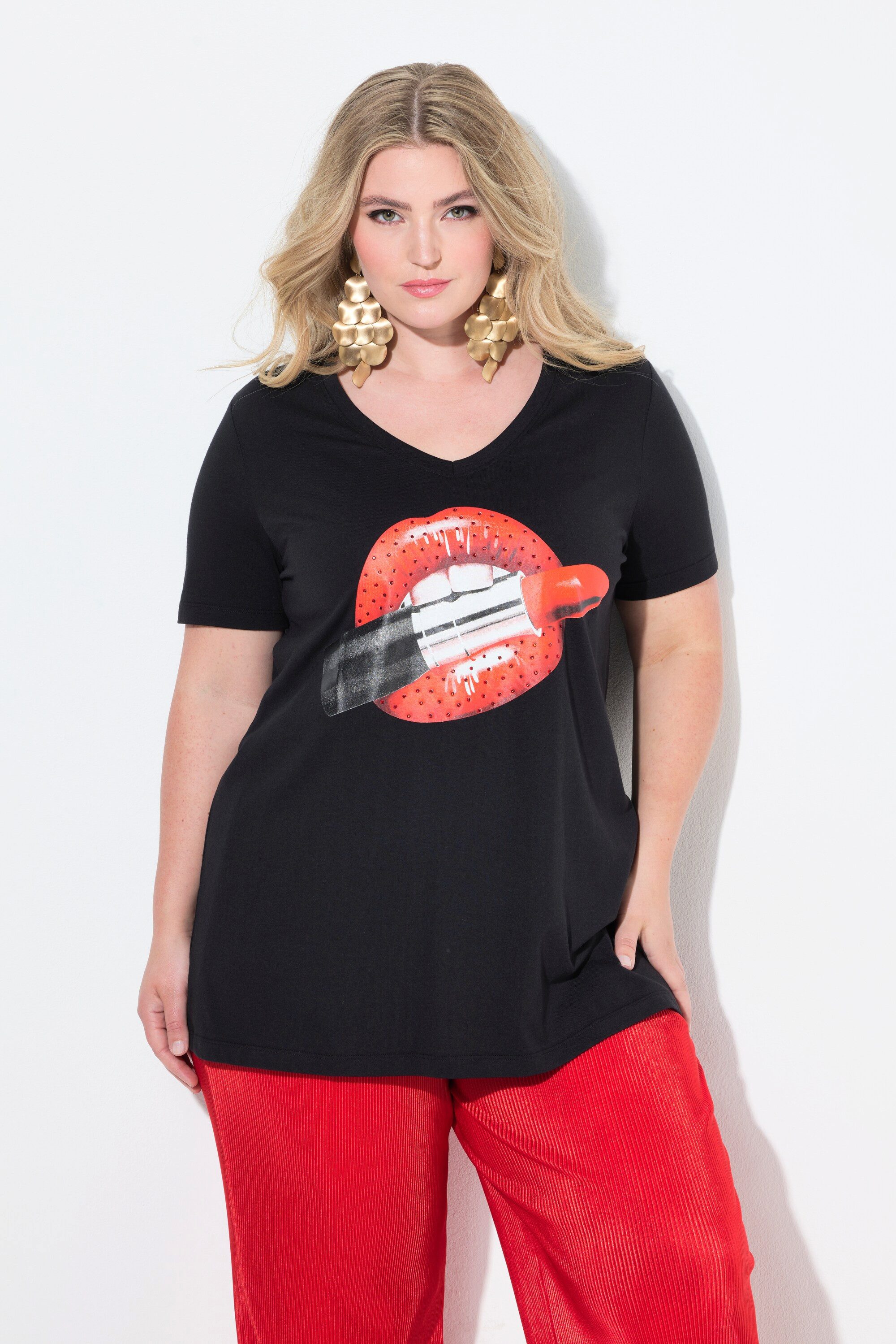 MIAMODA T-Shirt T-Shirt A-Linie Lippenstift-Motiv günstig online kaufen