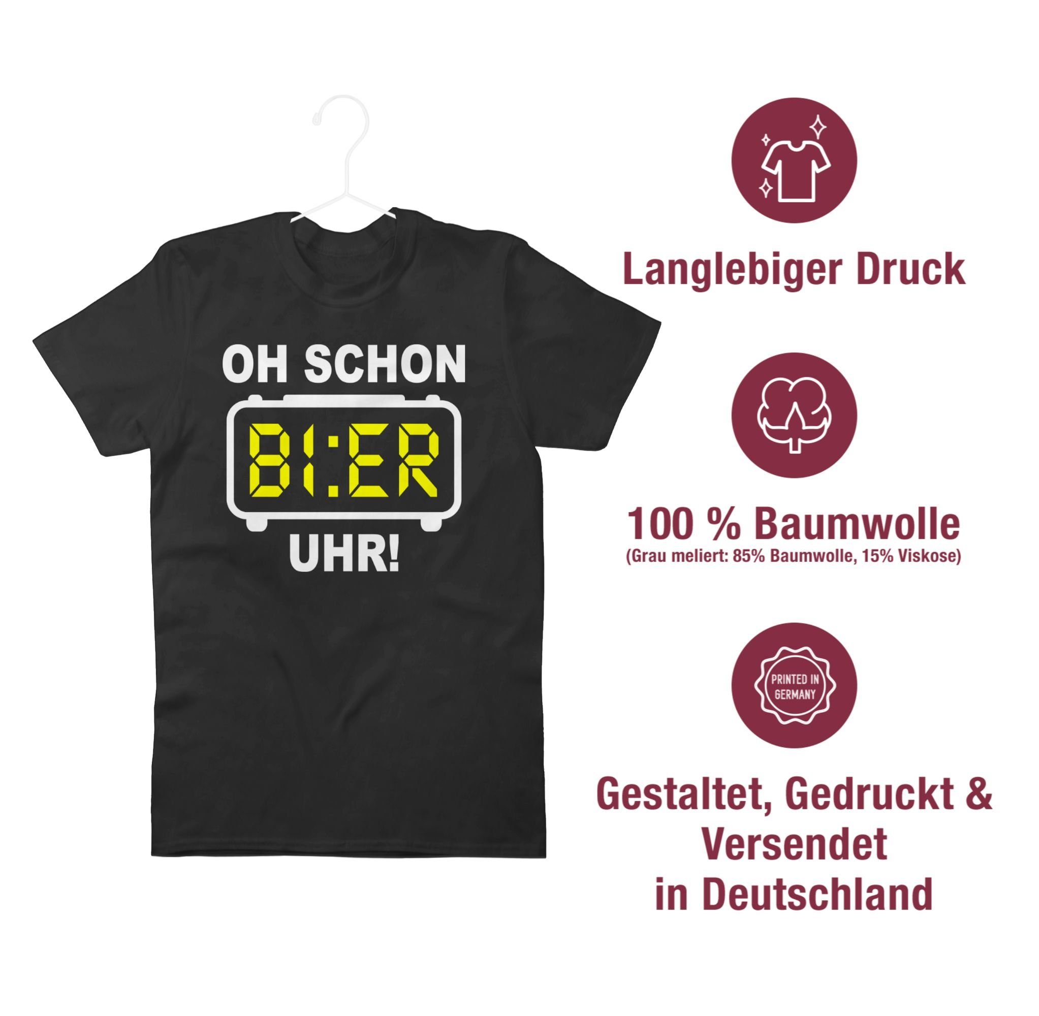 Alkohol Schwarz Weiß Oh Party Bier 01 & Shirtracer Herren T-Shirt schon Uhr!