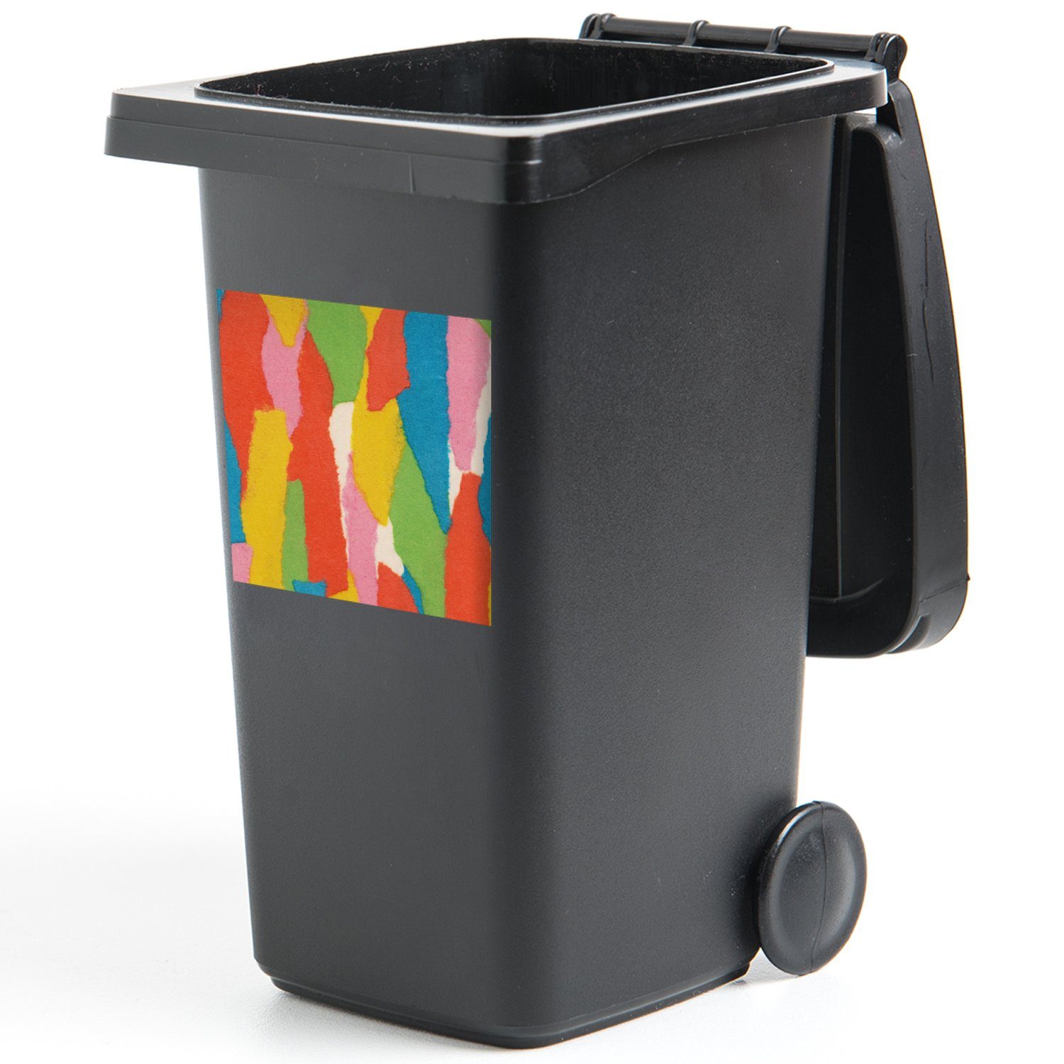 MuchoWow Wandsticker Abstrakt - Formen St), (1 Abfalbehälter Mülleimer-aufkleber, Mülltonne, Retro Container, Collage - - Sticker
