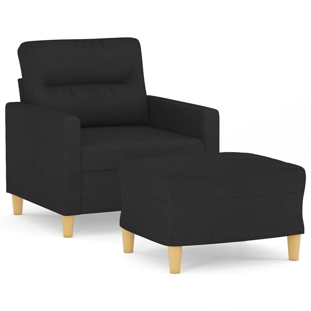 vidaXL Sofa Sessel mit 60 Schwarz Stoff Hocker cm