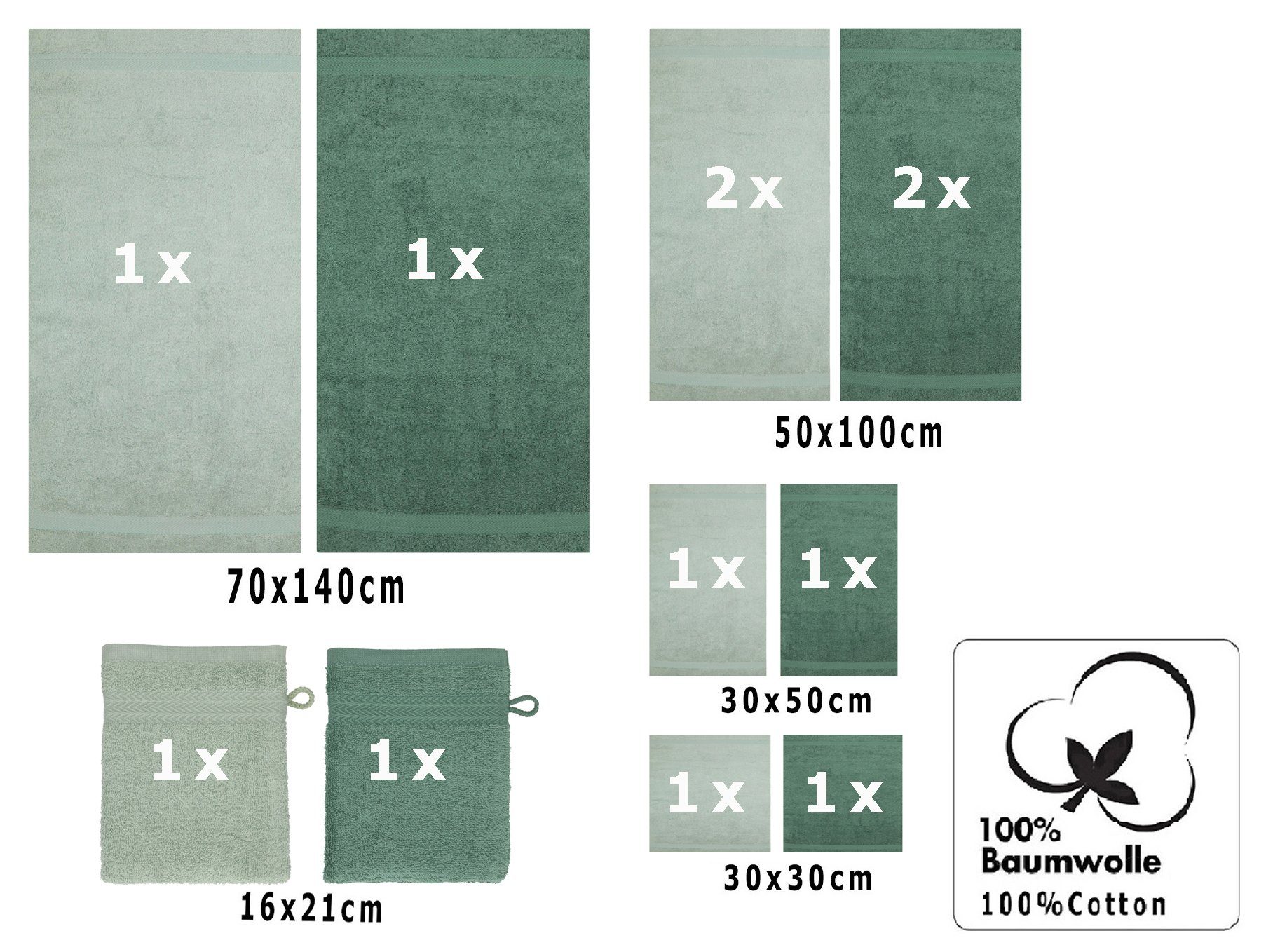 Set Set Premium Baumwolle, Handtuch Handtuch (12-tlg) Betz 12-TLG. heugrün/tannengrün,