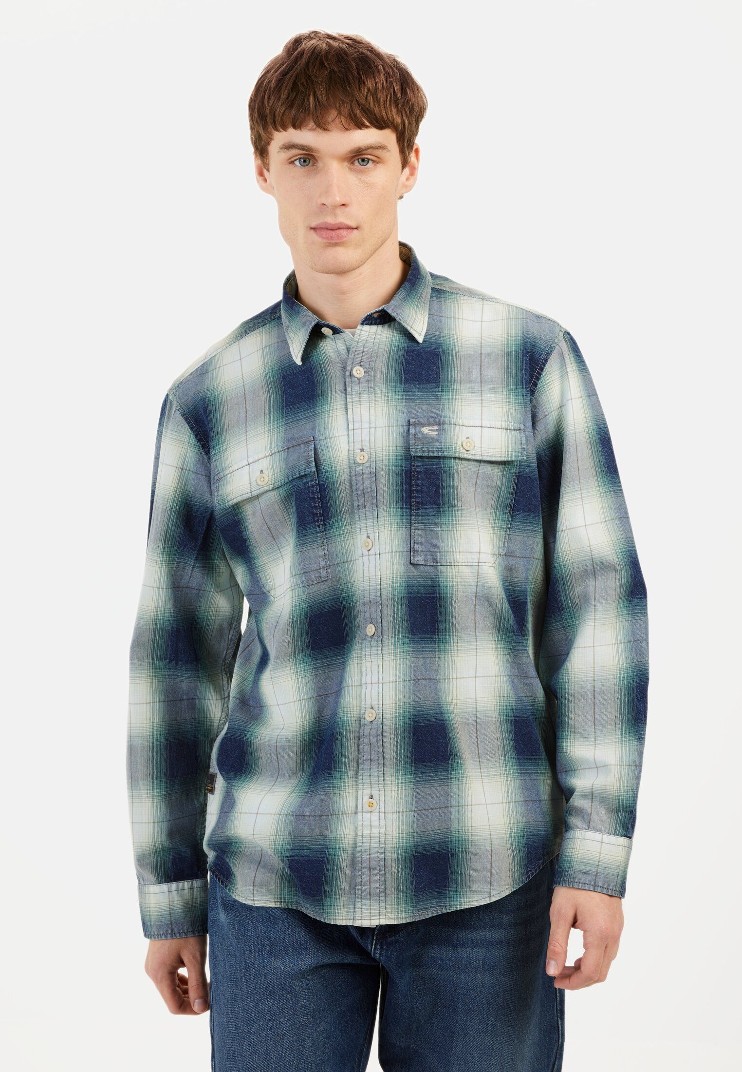 camel active Karohemd aus Baumwolle Langarm Kentkragen Kentkragen günstig online kaufen