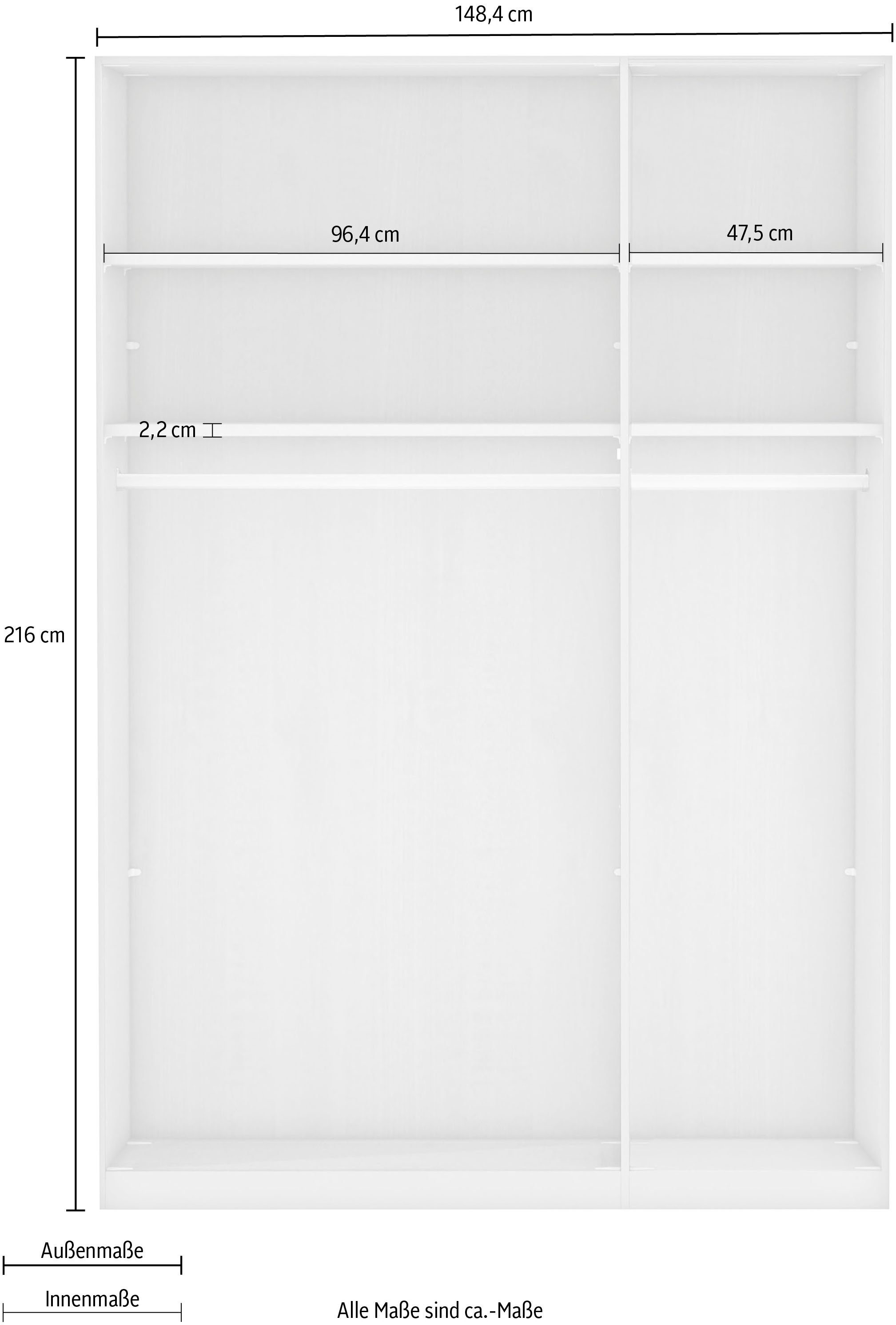 Weiß/Kristallspiegel Drehtürenschrank und WIEMANN Türendämpfung inkl. Spiegel Göteborg