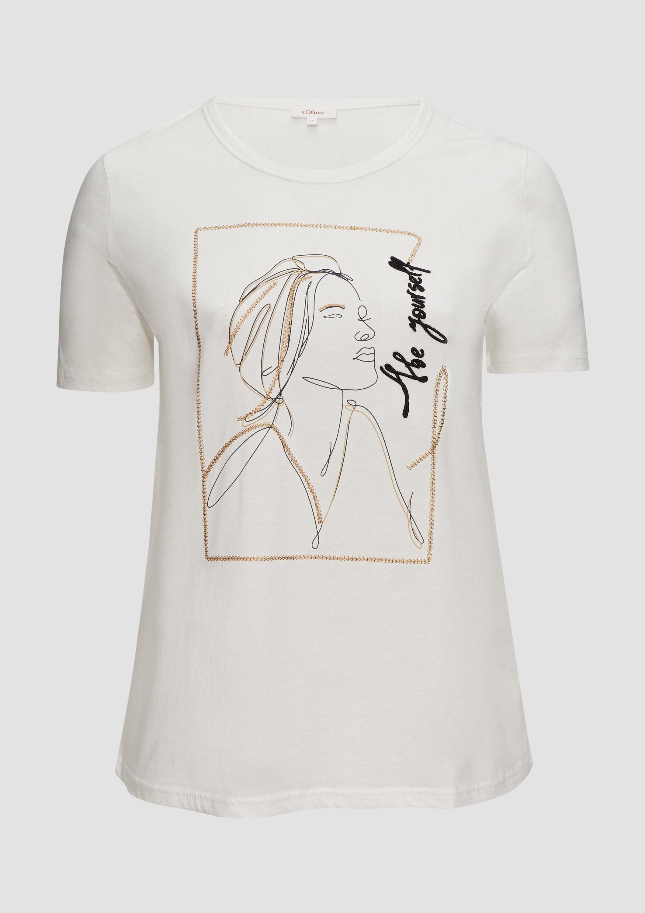 s.Oliver Kurzarmshirt T-Shirt T-Shirt mit Stickerei-Artwork