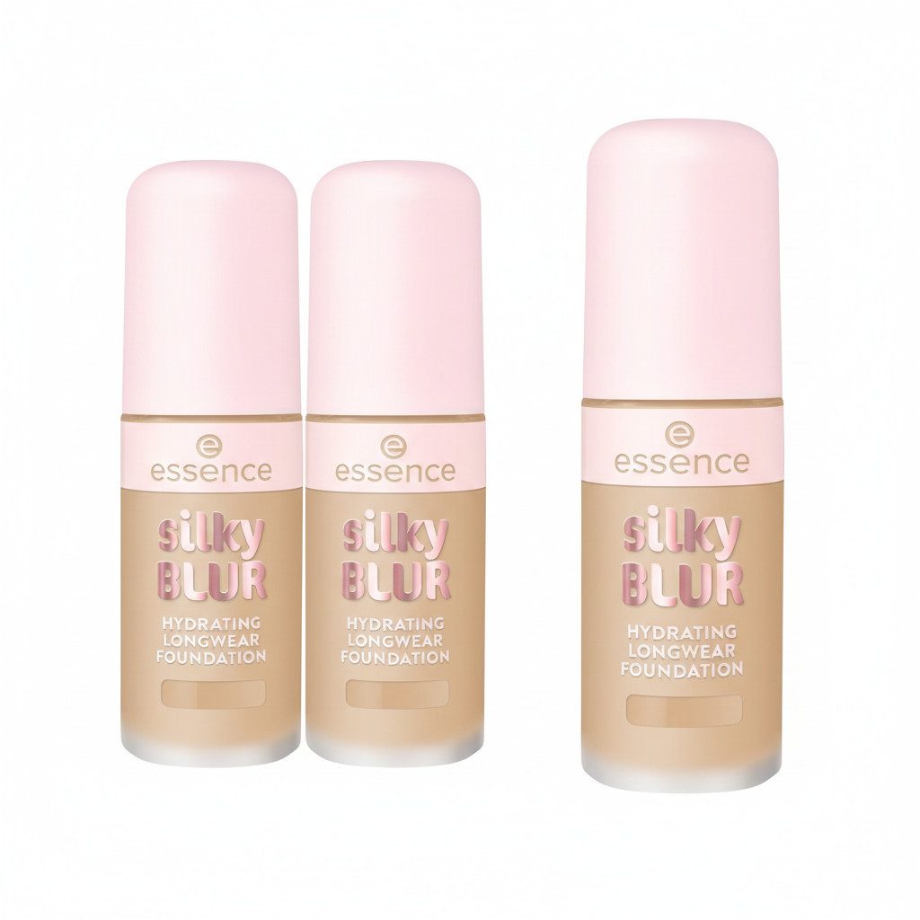 Essence Foundation SILKY BLUR HYDRATING LONGWEAR FOUNDATION, 3-tlg.