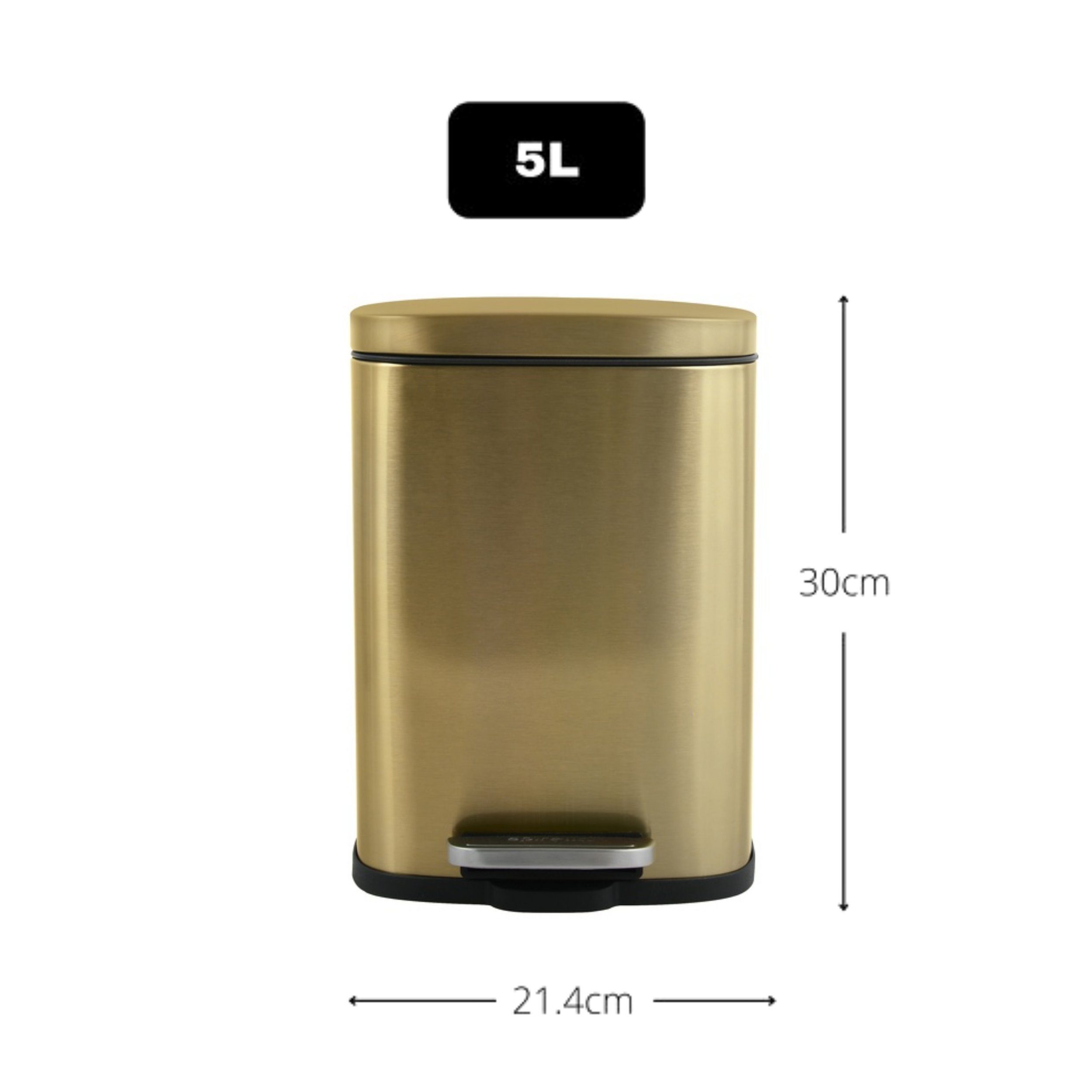 spirella Kosmetikeimer AKIRA, Treteimer mit Softclose-Absenkautomatik, herausnehmbarem Inneneimer, Anti-Fingerprint-Beschichtung, 5L, gold matt