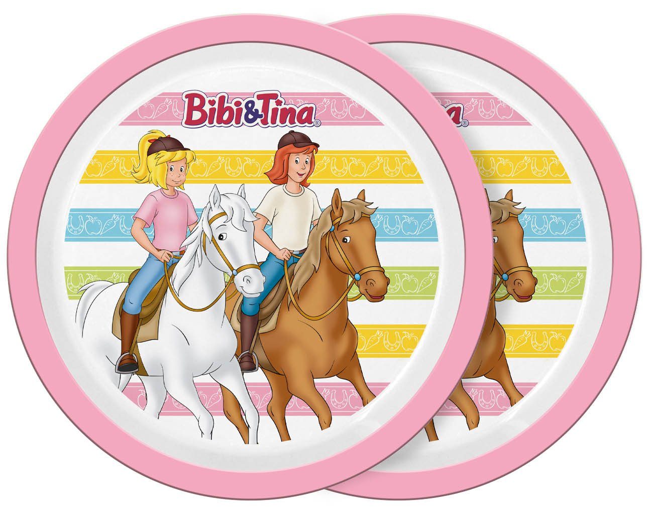 Geda Labels GmbH Frühstücksteller Bibi & Tina 2er Set, Rosa, 21,5 cm, spülmaschinengeeignet