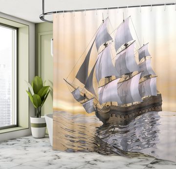Abakuhaus Duschvorhang Moderner Digitaldruck mit 12 Haken auf Stoff Wasser Resistent Breite 175 cm, Höhe 180 cm, maritim Schiff auf Ozean