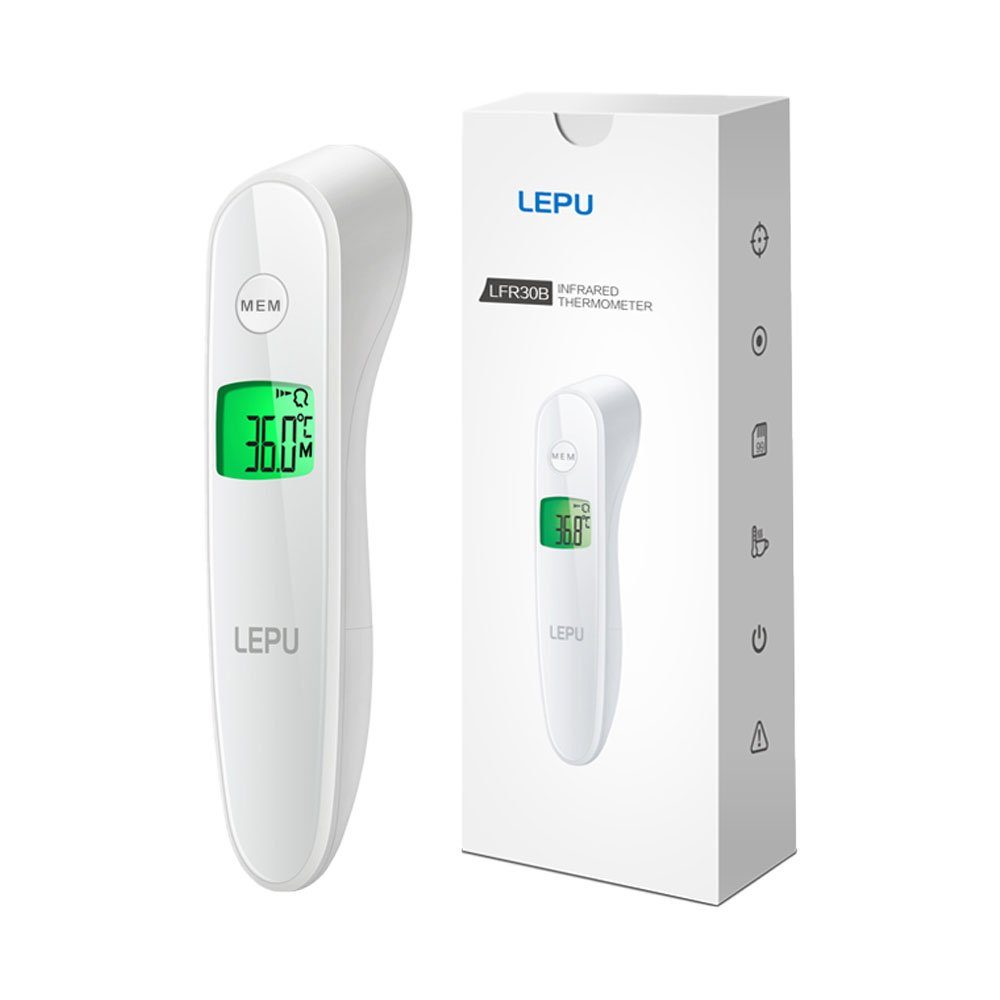 Display, Infrarot LCD LEPU Fieberthermometer Technik großer Fieberthermometer 1-tlg., für Speicher Ideal Kontaktlos, farbigen LFR30B, mit Infrarot Kinder,