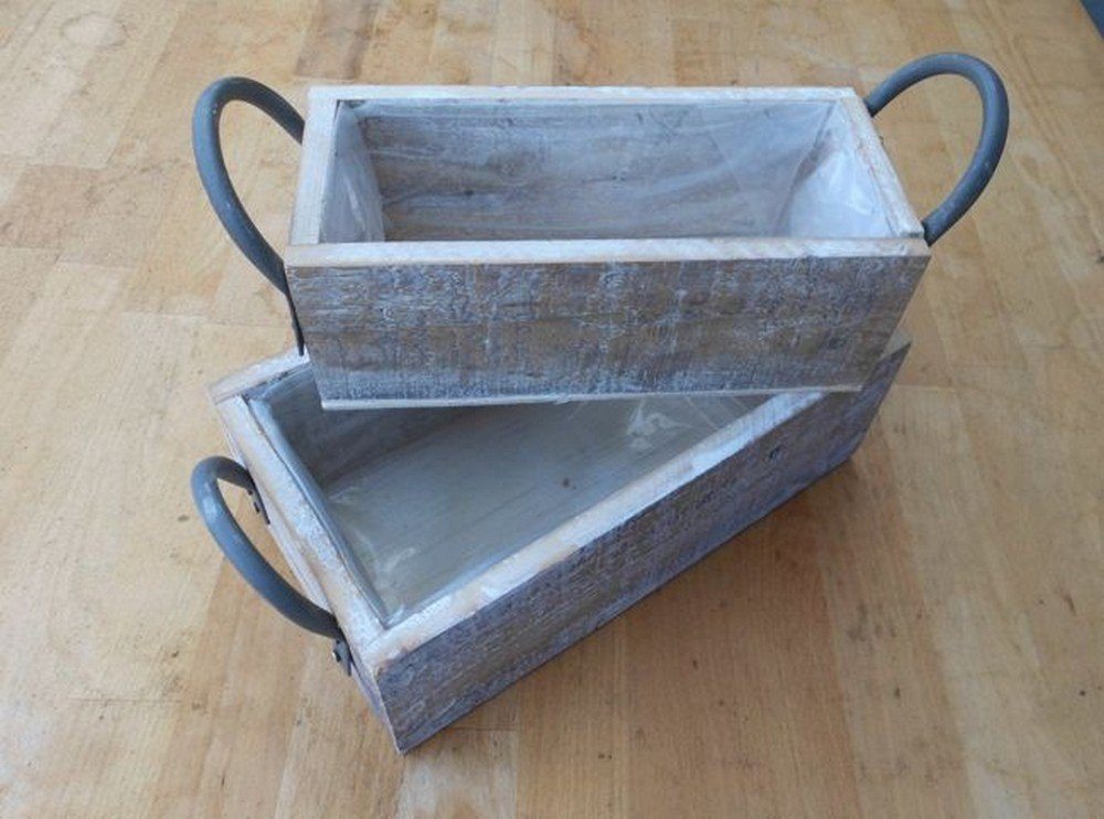 Thumbnail - Deko-Impression Pflanzkübel Pflanzkisten Holzboxen Blumentöpfe Holzkisten 2er Set 32 + 27 cm (2 St)