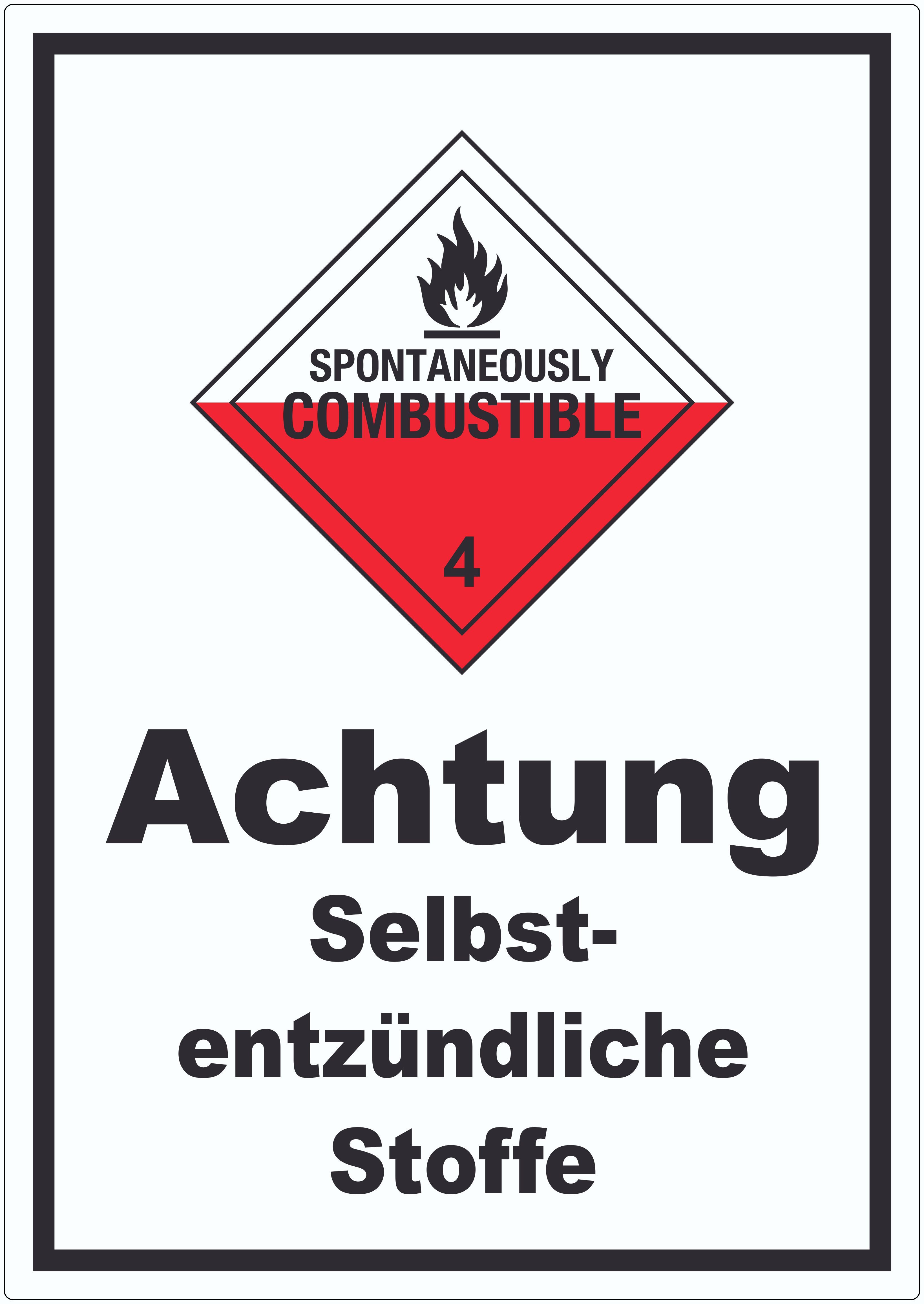 HB-Druck Aufkleber Aufkleber Selbstentzündliche Stoffe Spotaneously Combustible, wetterfest, UV-beständig, kratzfest