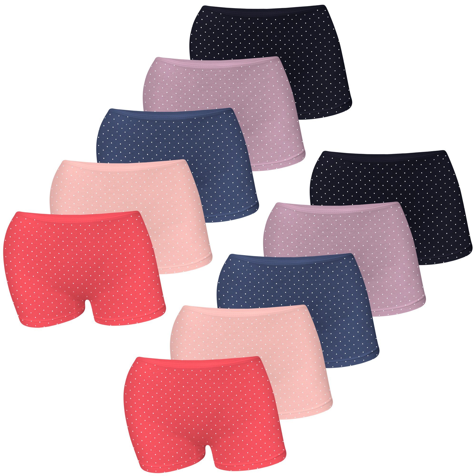 LOREZA Panty 10 Mädchen Pantys aus Baumwolle Unterwäsche - Punkte (Spar-Packung, 10-St)