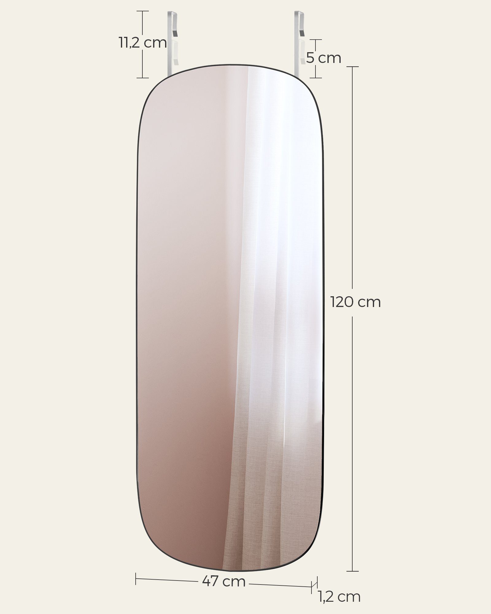 HOME DECO FACTORY, HD4252, Zwarte Staande Spiegel 124 cm - Elegant en Praktisch Ontwerp, Ideaal voor Woonkamer of Slaapkamer, Duurzame Materialen, Perfect voor Je Interieurdecoratie - Zwart 124 cm