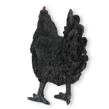 colourliving Tierfigur Gartendeko Huhn Figur Schwarz 35cm stehend Deko, handbemalt, realistische Darstellung