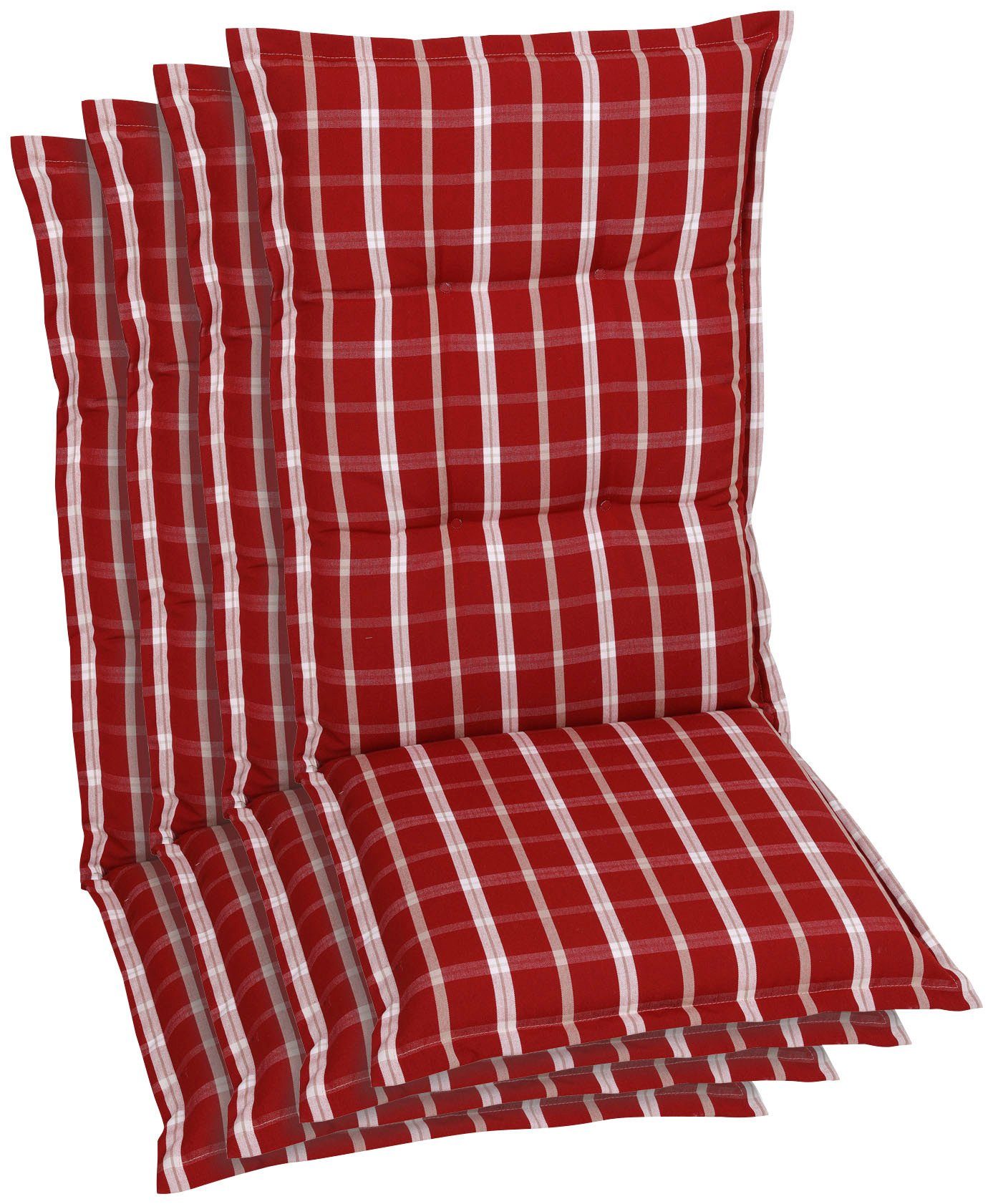 GO-DE Hochlehnerauflage, (Set, 4 120x52 für Rückenlehne cm, hoher Polsterauflage Bequeme Gartenstühle mit St)