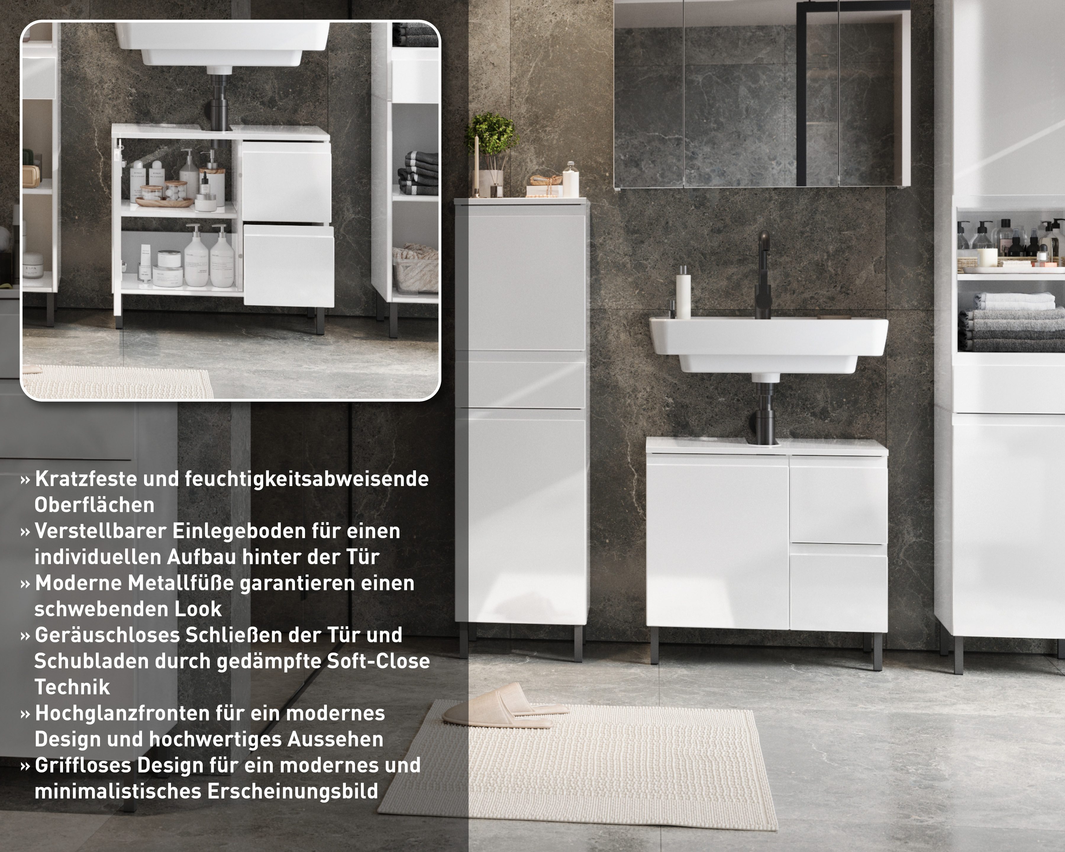GERMANIA Waschbeckenunterschrank Scantic (1-St) mit Siphonausschnitt – Bild 3 von 5
