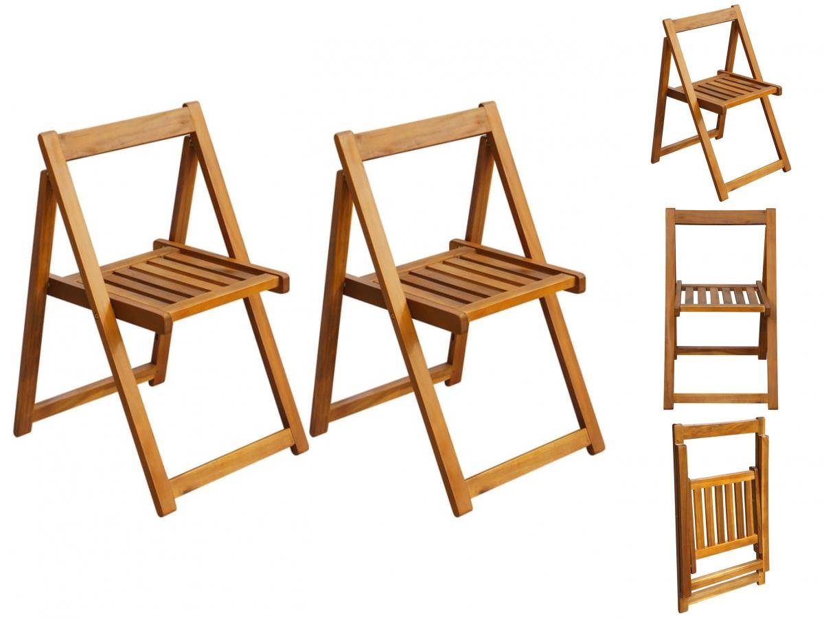 vidaXL Gartenstuhl Klappbare Gartenstühle 2 Stk Massivholz Akazie Holz