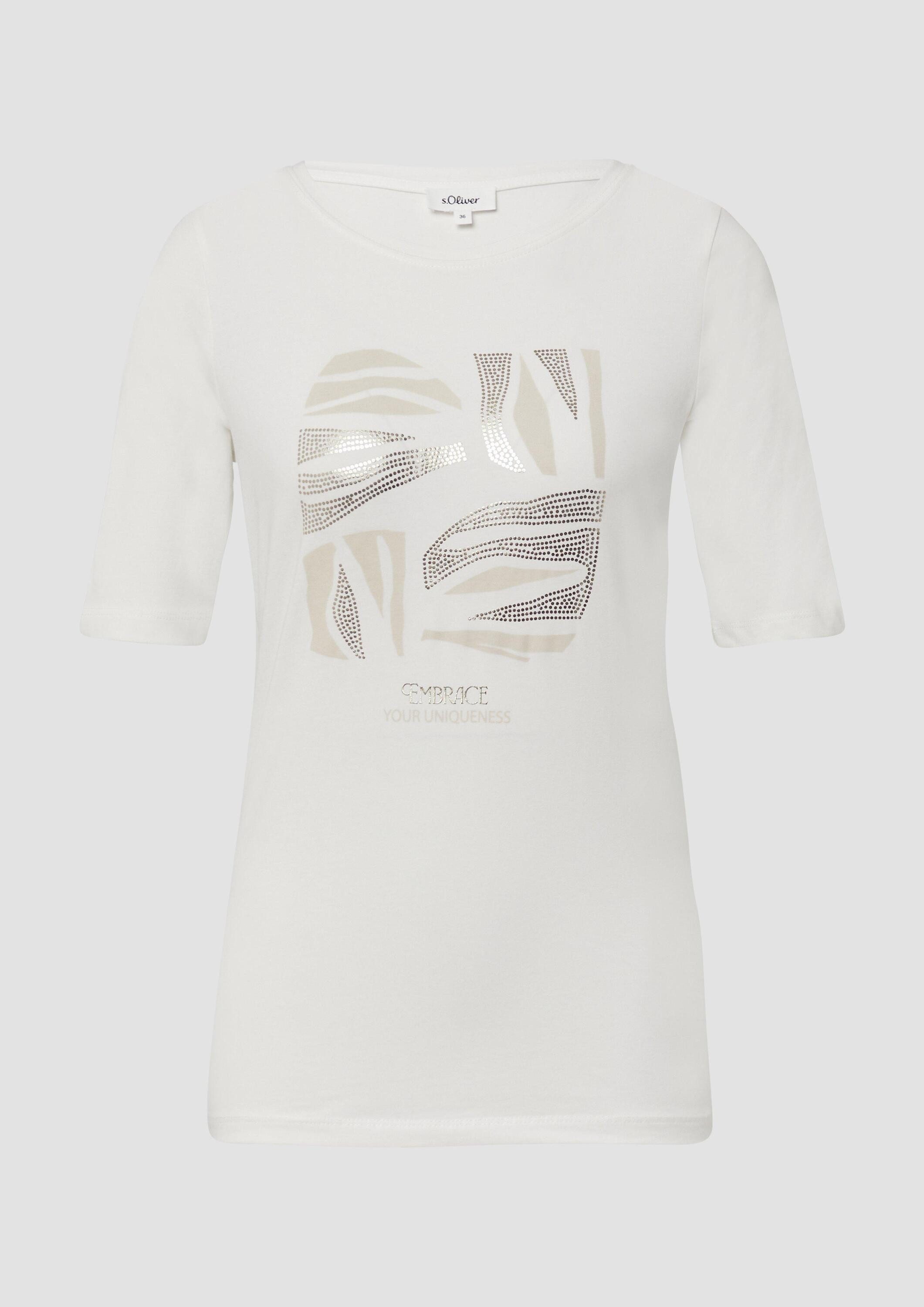 s.Oliver Kurzarmshirt T-Shirt Jersey-T-Shirt im Slim Fit mit Frontprint