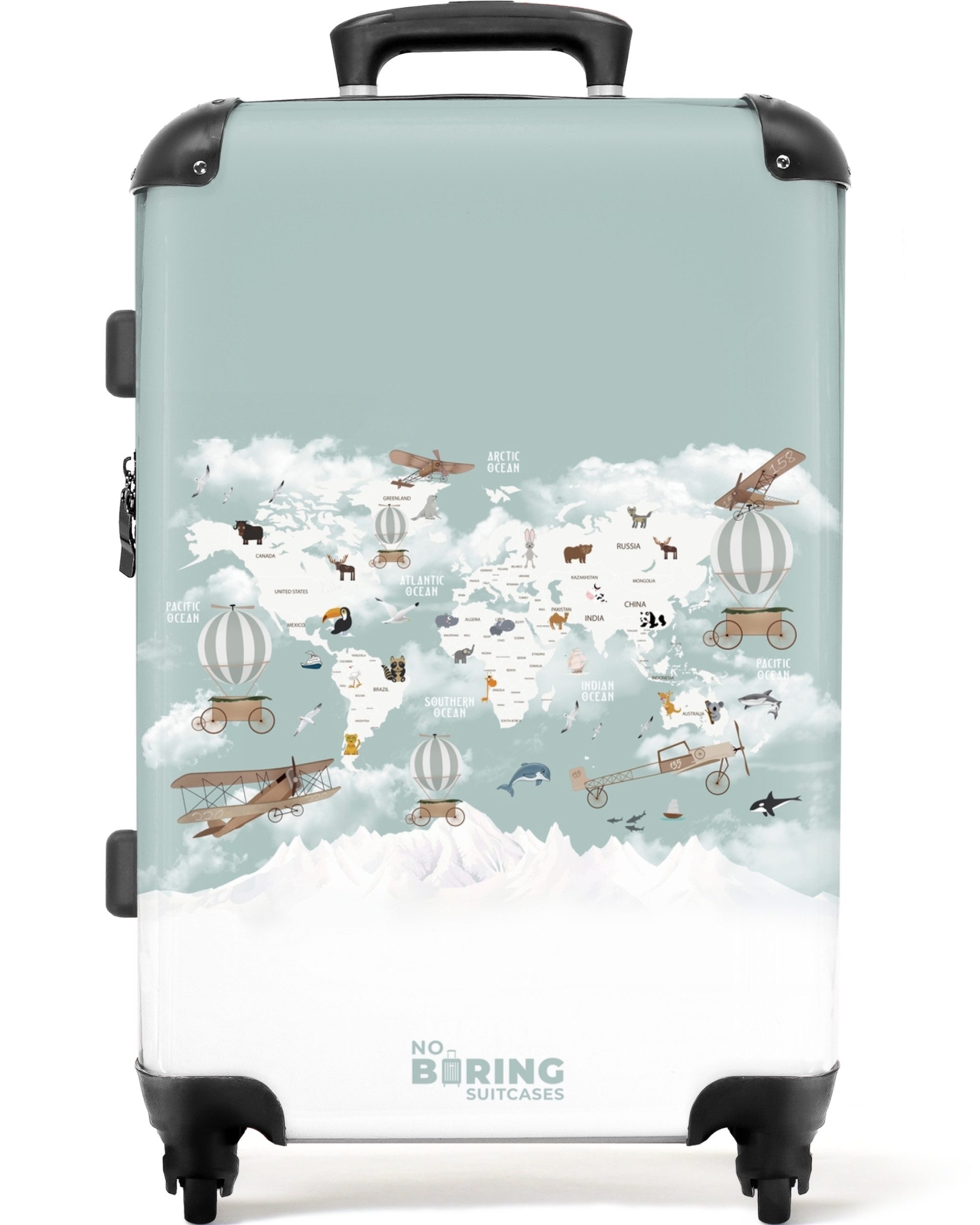 NoBoringSuitcases.com© Hartschalen-Trolley Weltkarte - Kind - günstig online kaufen