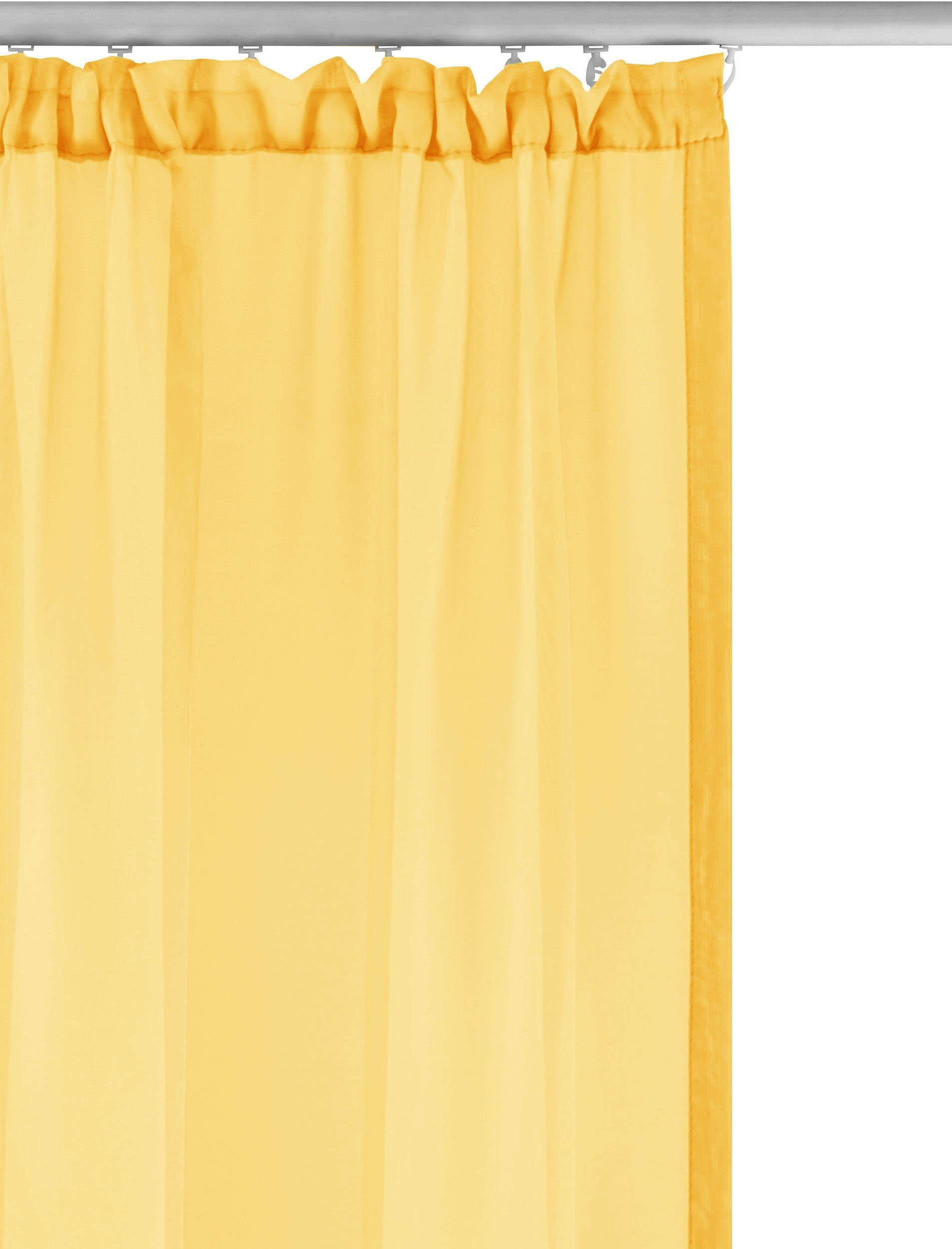 Gardine XANA, my home, (1 1 Kräuselband Schal, transparent, gelb St), pflegeleicht einfarbig, Polyester, Voile
