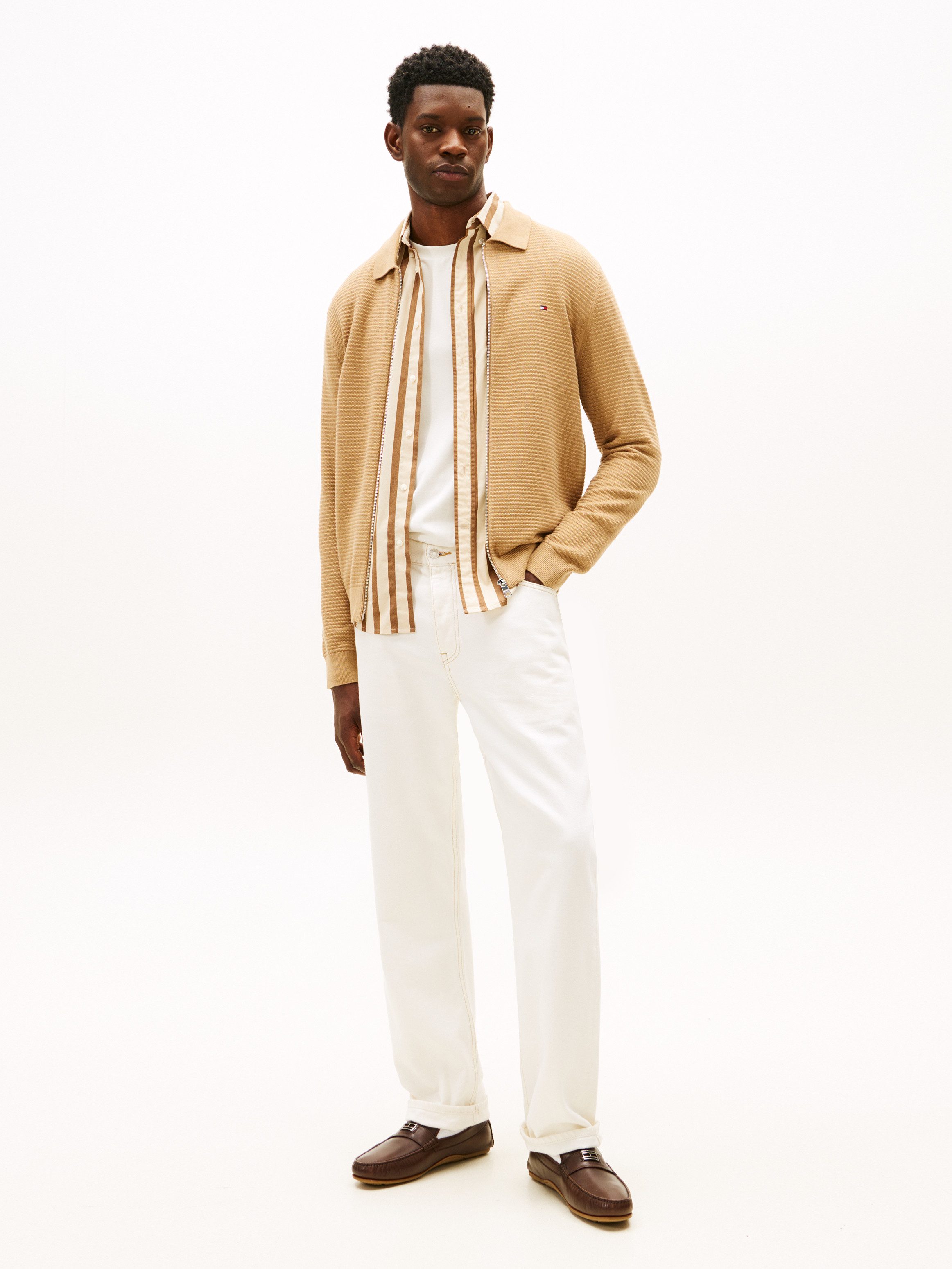 Tommy Hilfiger Cardigan SEASONAL STRUCTURE strukturiert, mit Polokragen, regular fit