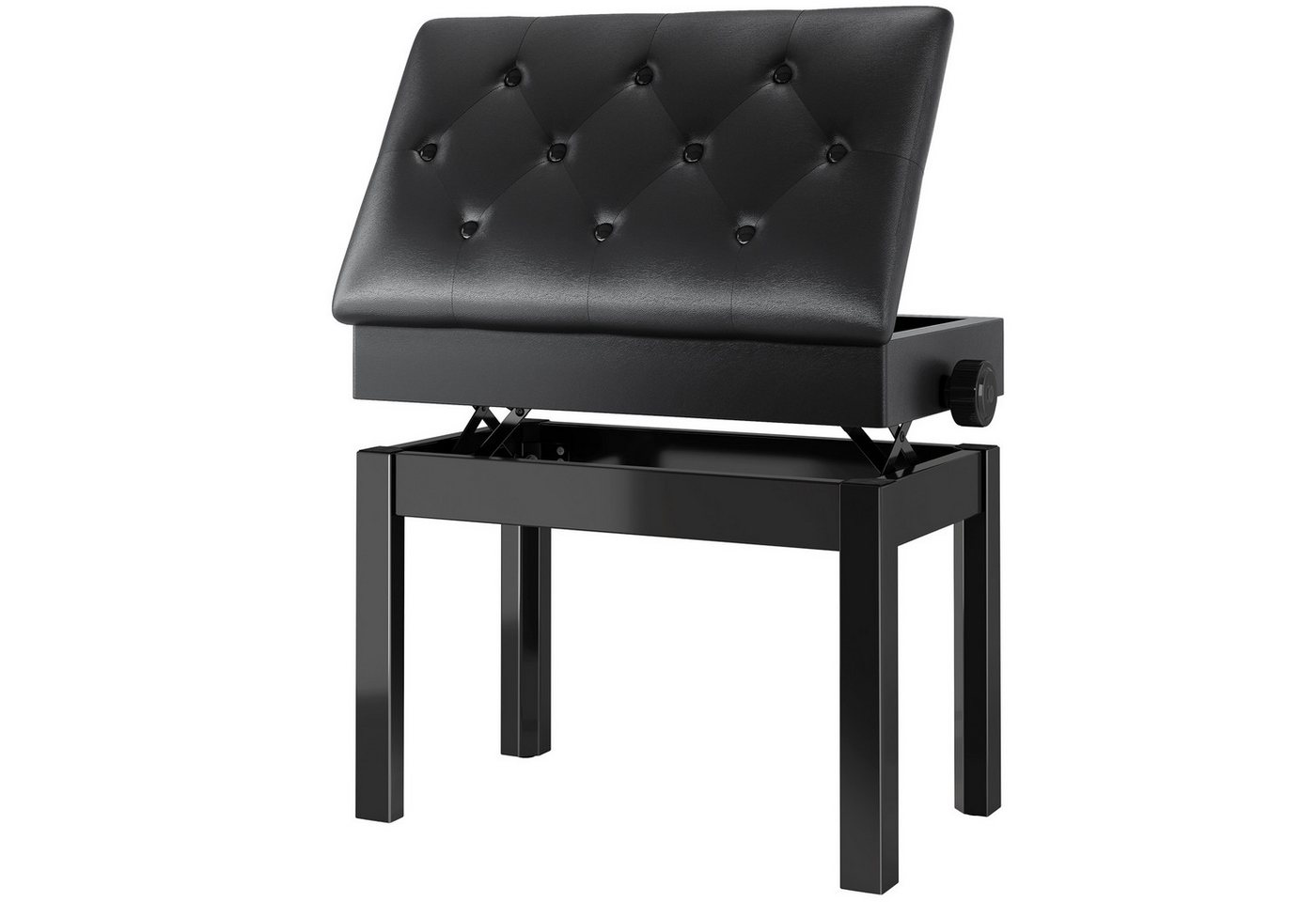 TLGREEN Klavierbank,Klavierhocker Höhenverstellbar 48-58CM (Multifunktional), Pianobank mit Stauraum,PU Lederkissen,bis 150KG Belastbar