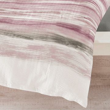 Bettwäsche Wellen rosa, TRAUMSCHLAF, Seersucker, 2 teilig, bügelfreie Sommer Qualität