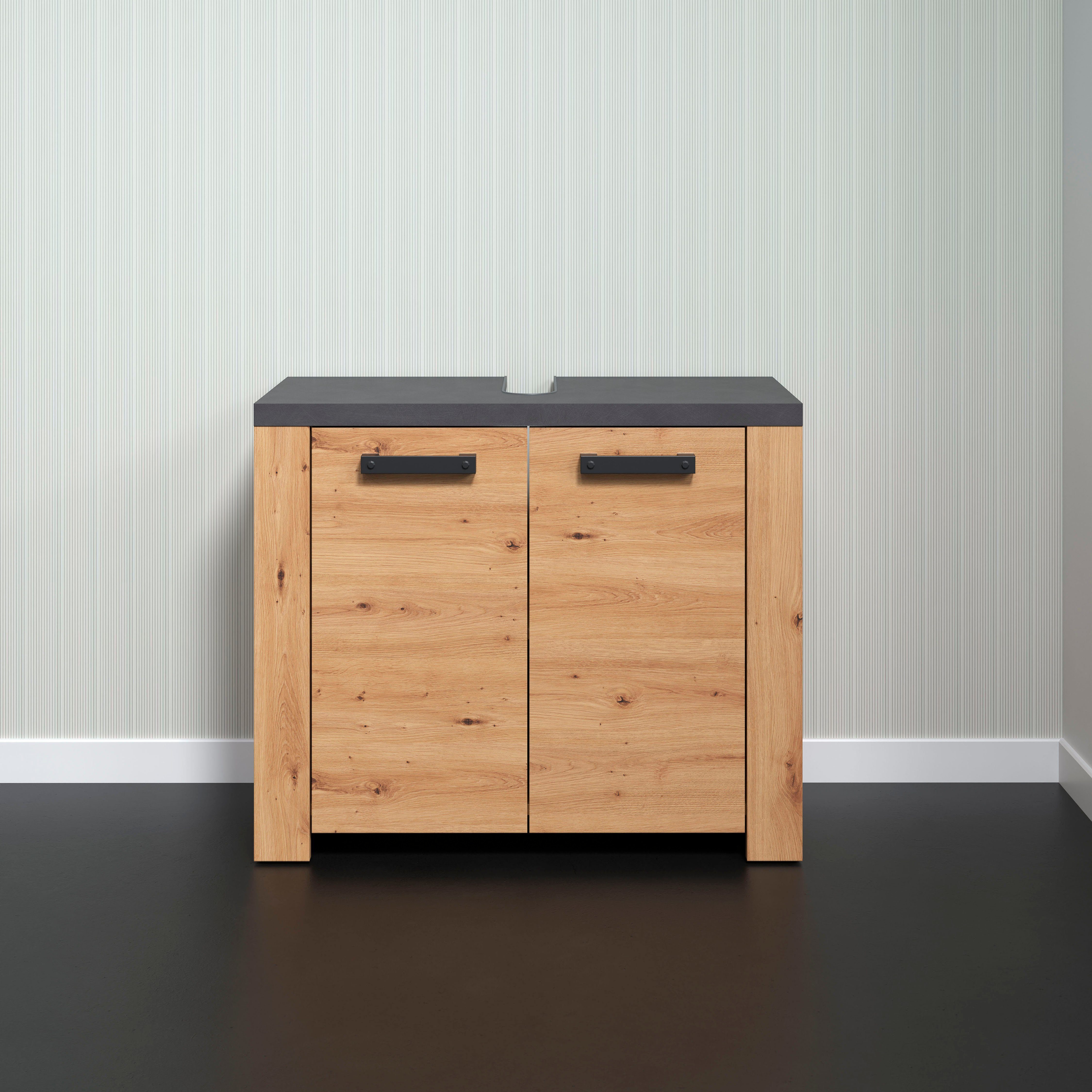 welltime Waschbeckenunterschrank Ambres Waschbeckenunterschrank mit 2 Türen - (B/T/H) 79/35/67 cm