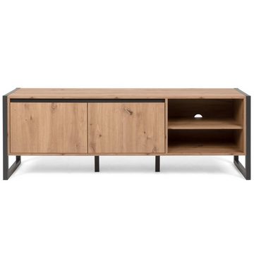 Homestyle4u TV-Board Sideboard Holz TV-Schrank Lowboard Unterschrank Fernsehschrank Grau