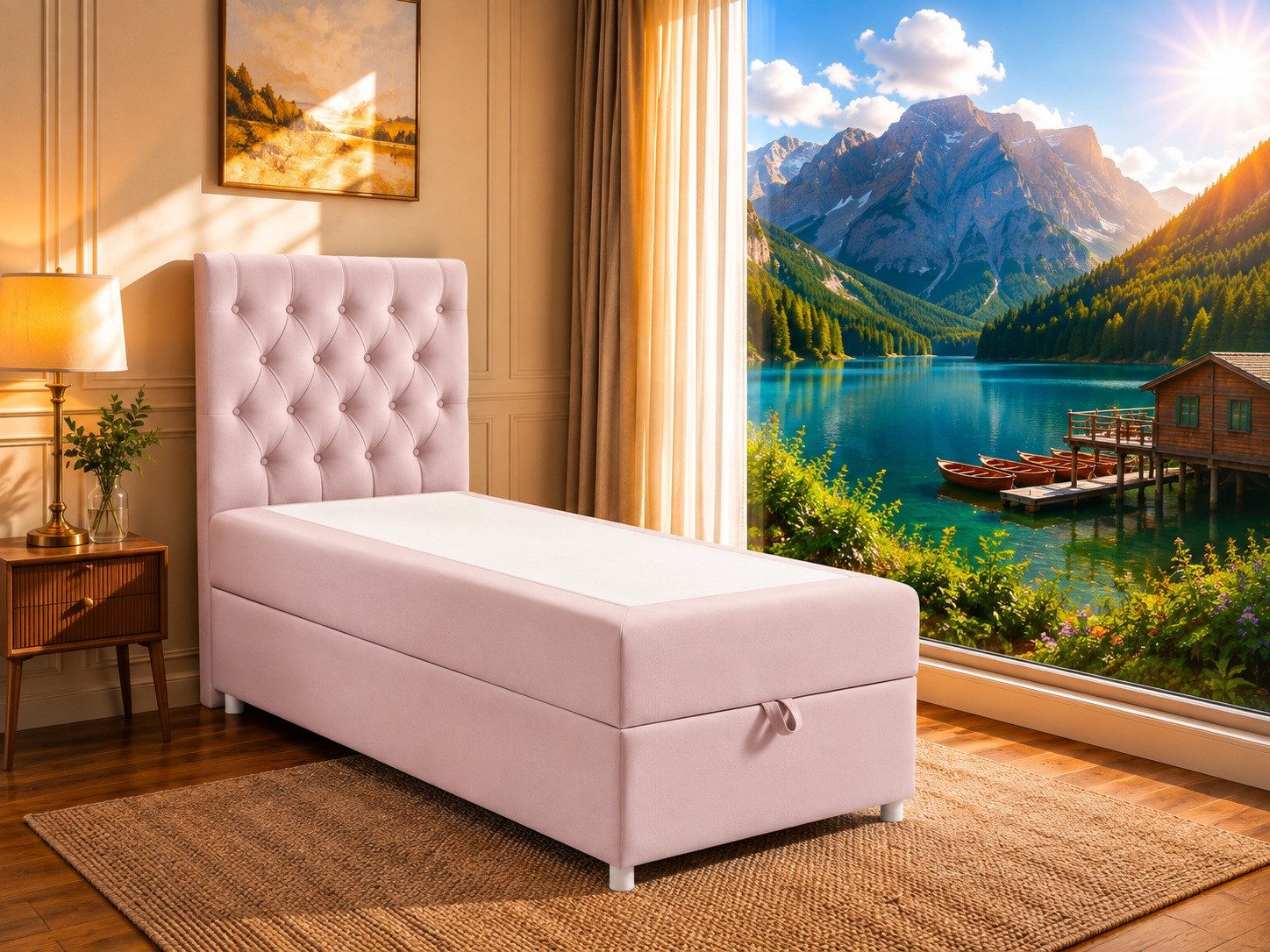 Best for Home Boxspringbett Trinity K-14 mit Bettkasten & PUR-Topper Komfort – Einzelbett (Komplettset, 1-St., 70x200 80x200 90x200 100x200 cm), Stauraumfunktion, 18 cm Bonellfederkernmatratze H3