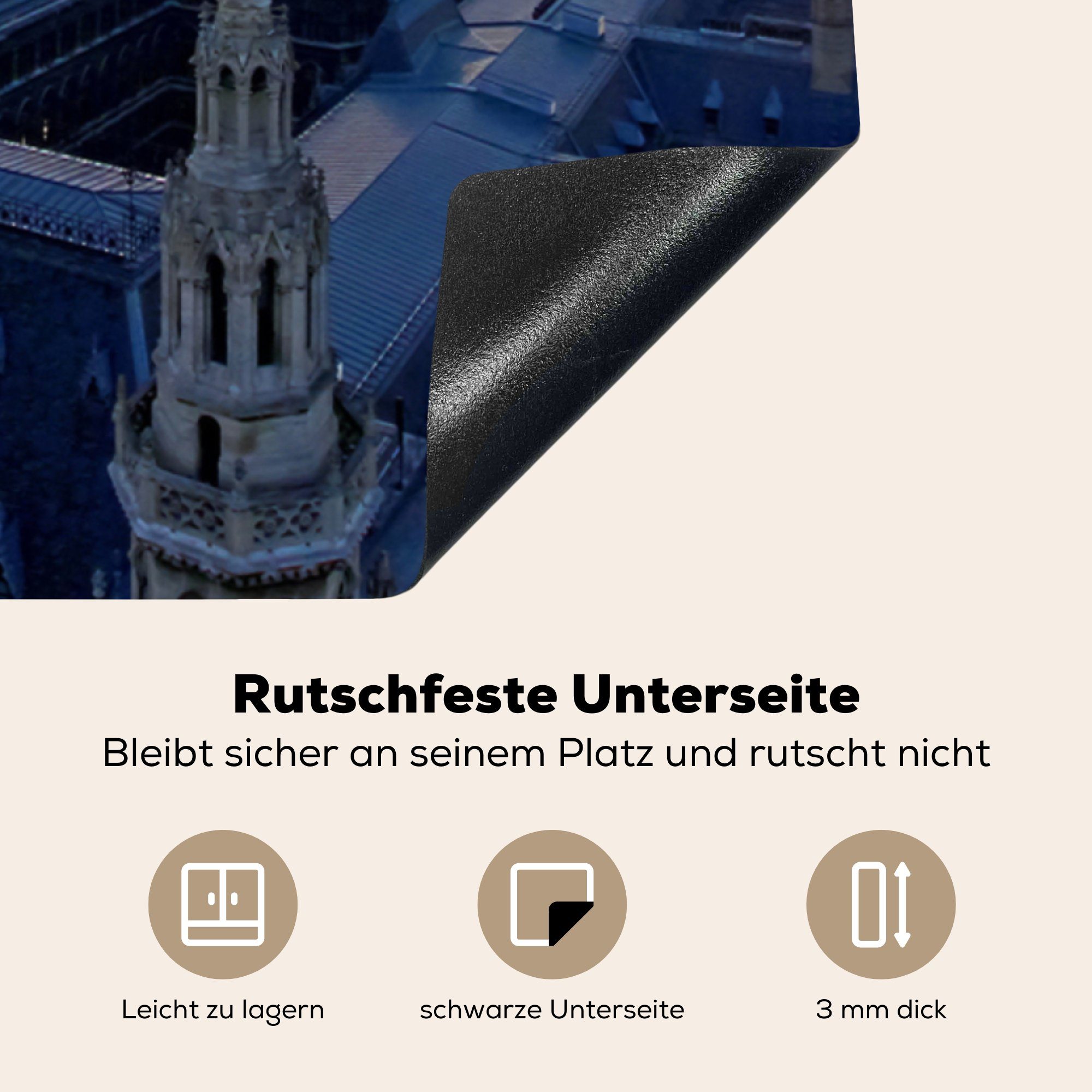 78x78 Vinyl, küche Herdblende-/Abdeckplatte Rathaus Wien, cm, tlg), Ceranfeldabdeckung, Arbeitsplatte für (1 MuchoWow