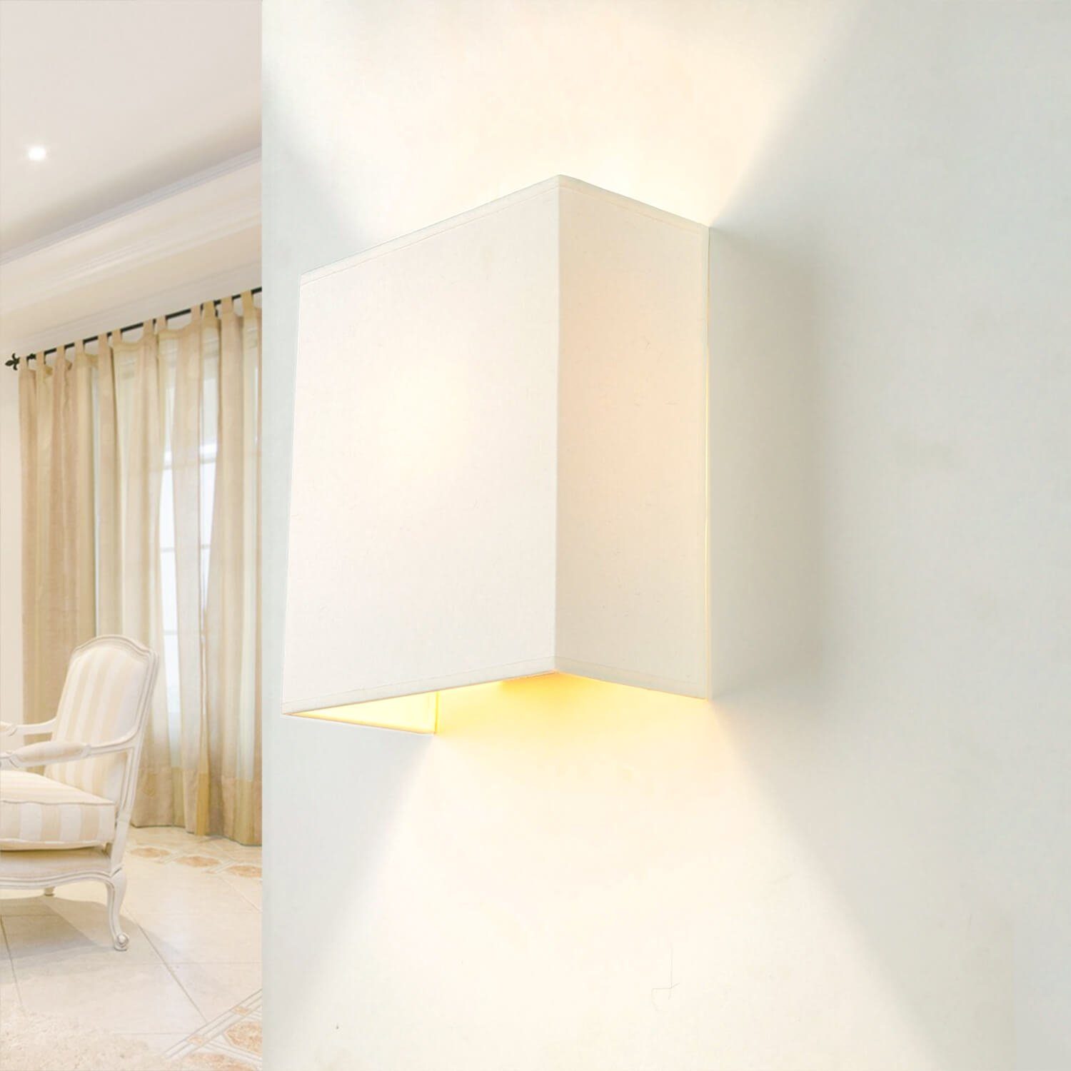 Licht-Erlebnisse Wandleuchte ALICE, ohne Leuchtmittel, Moderne Wandlampe Stoffschirm in Creme Loft Design Flur Wohnzimmer