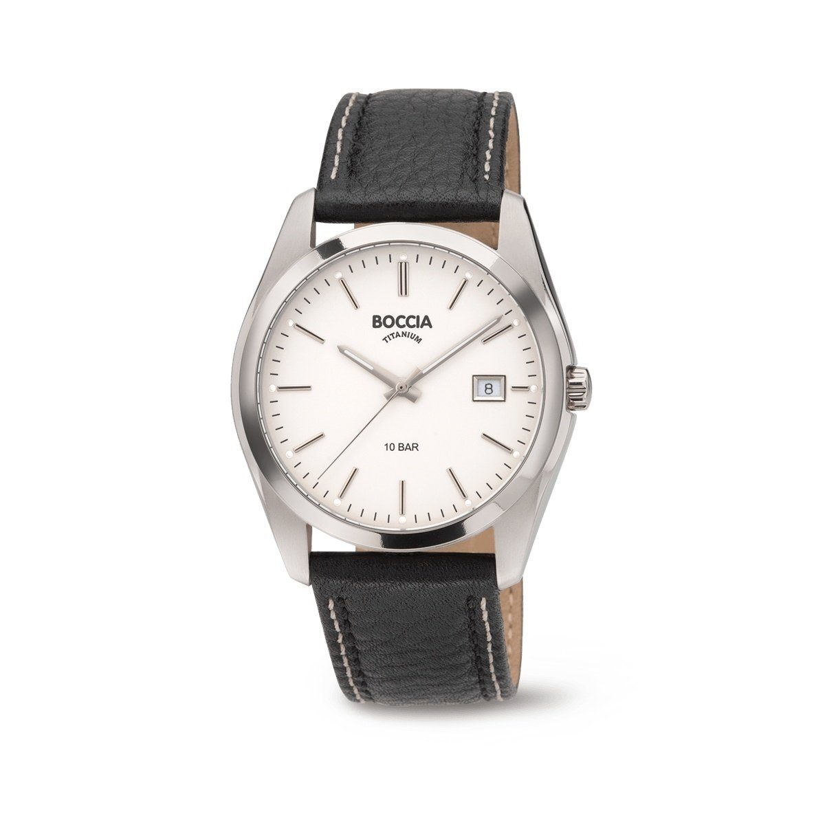 Quarzuhr Boccia Herrenarmbanduhr 3608-01 Titan, Leder