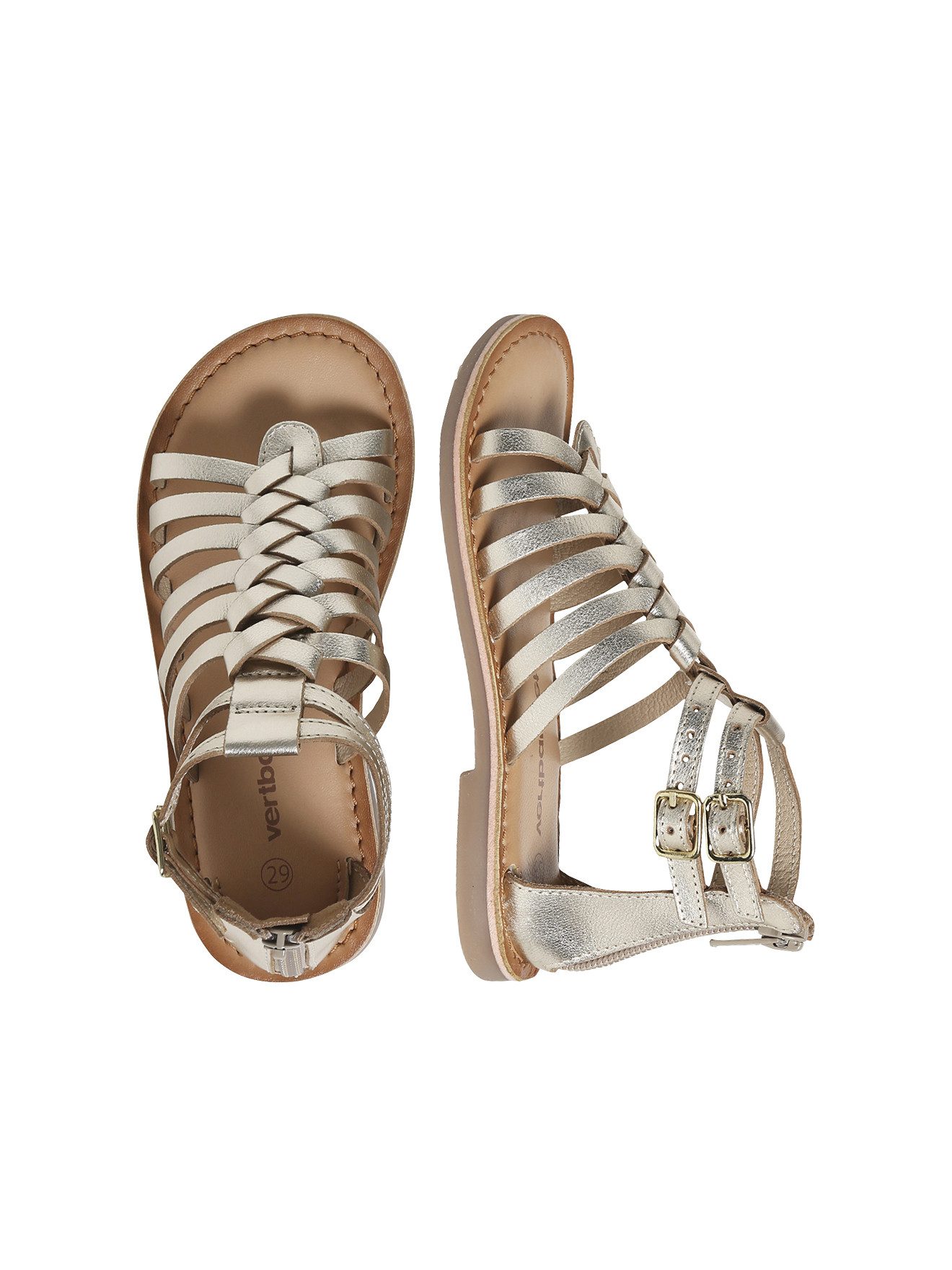 vertbaudet Kinder Römersandalen aus Leder mit Reißverschluss Sandale